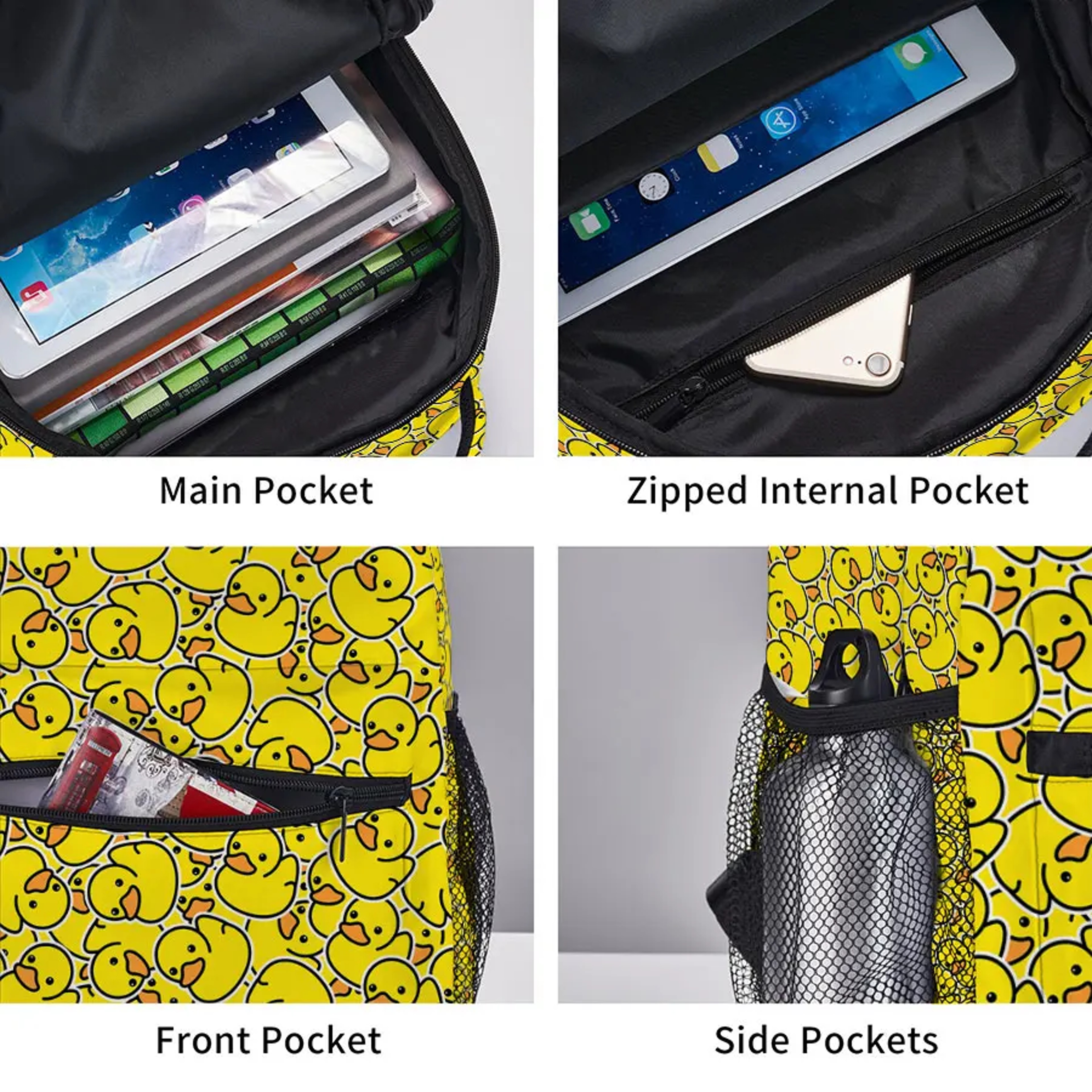 Yellow Duck Cartoon Backpack for Kids Cute Waterproof School Bag – view 4