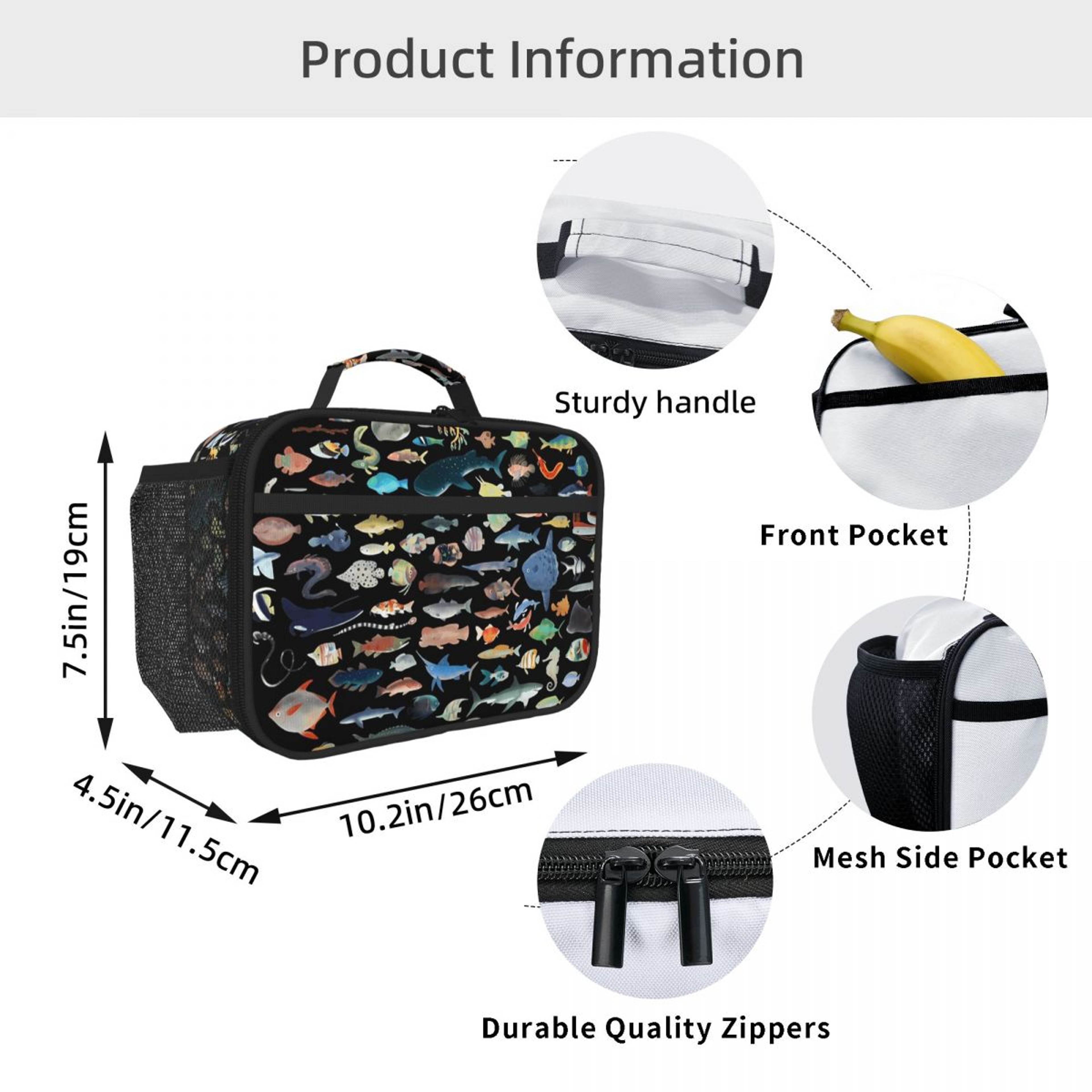Ocean Fish Scuba Diving Insulated Lunch Bag Portable Thermal Food Tote for Women Kids – view 5