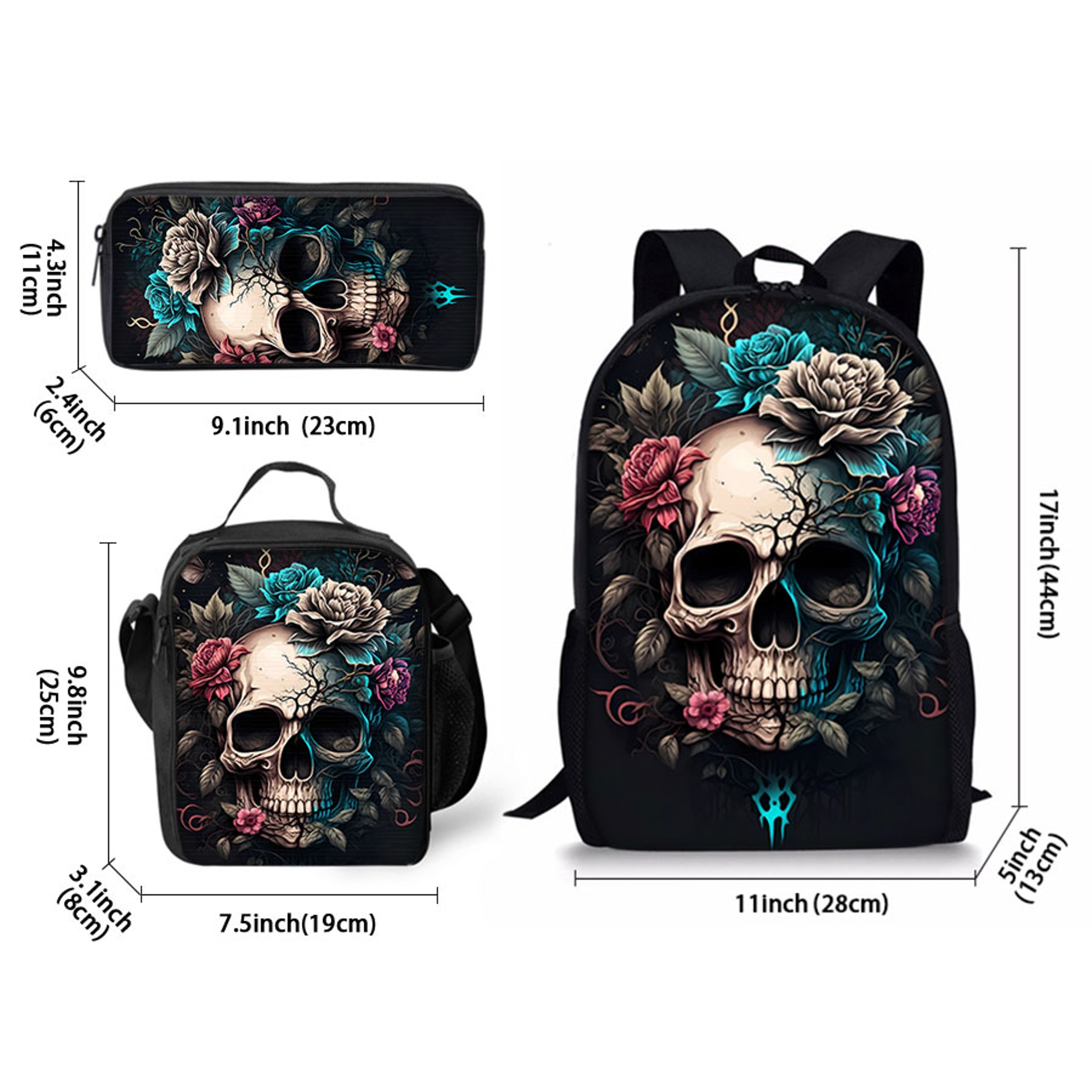 Skull Pattern Kids Backpack Set three Piece Cartoon School Bag for Boys and Girls – view 4