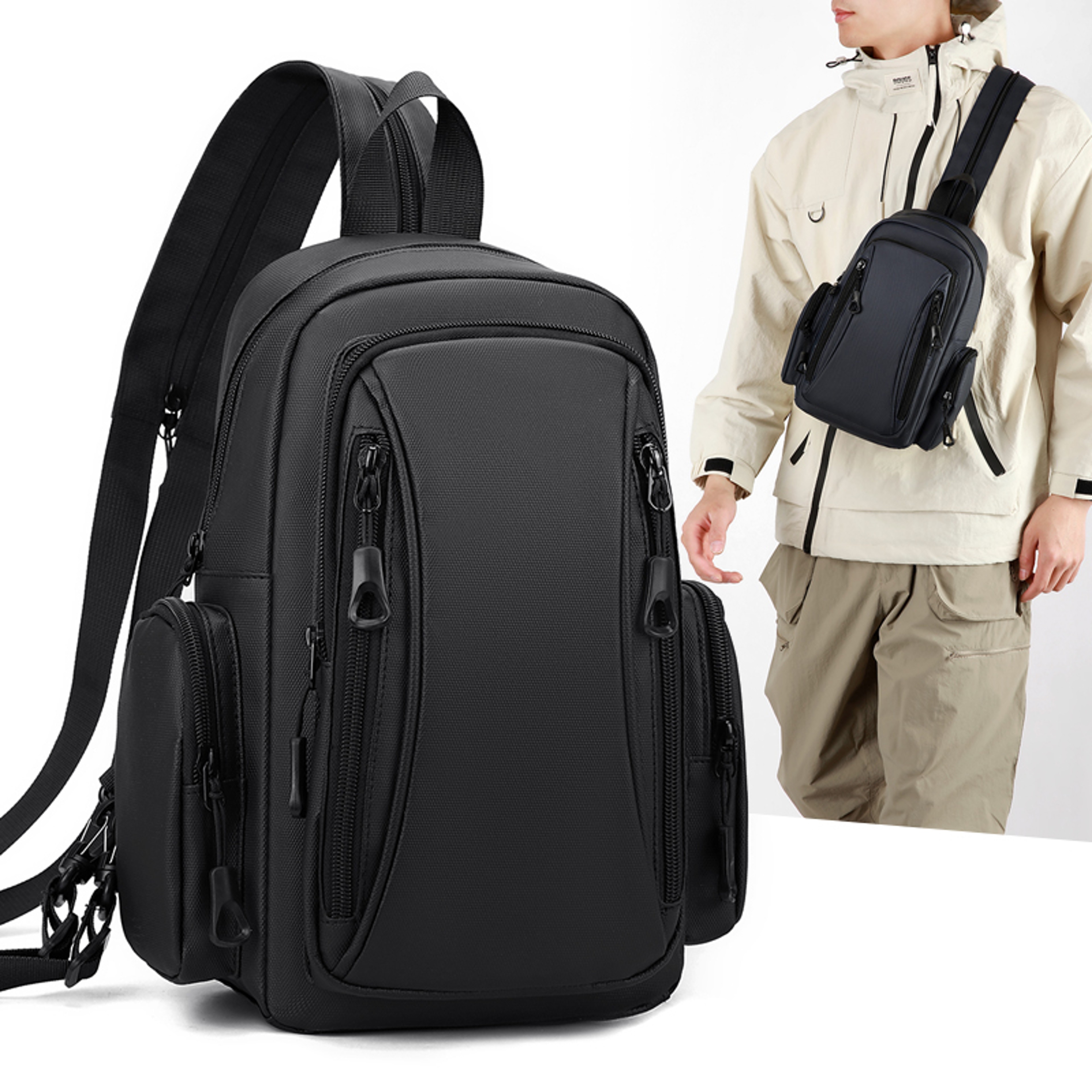 Multi Functional Men's Chest Bag Oxford Mini Backpack for Travel and Daily Commute – view 1