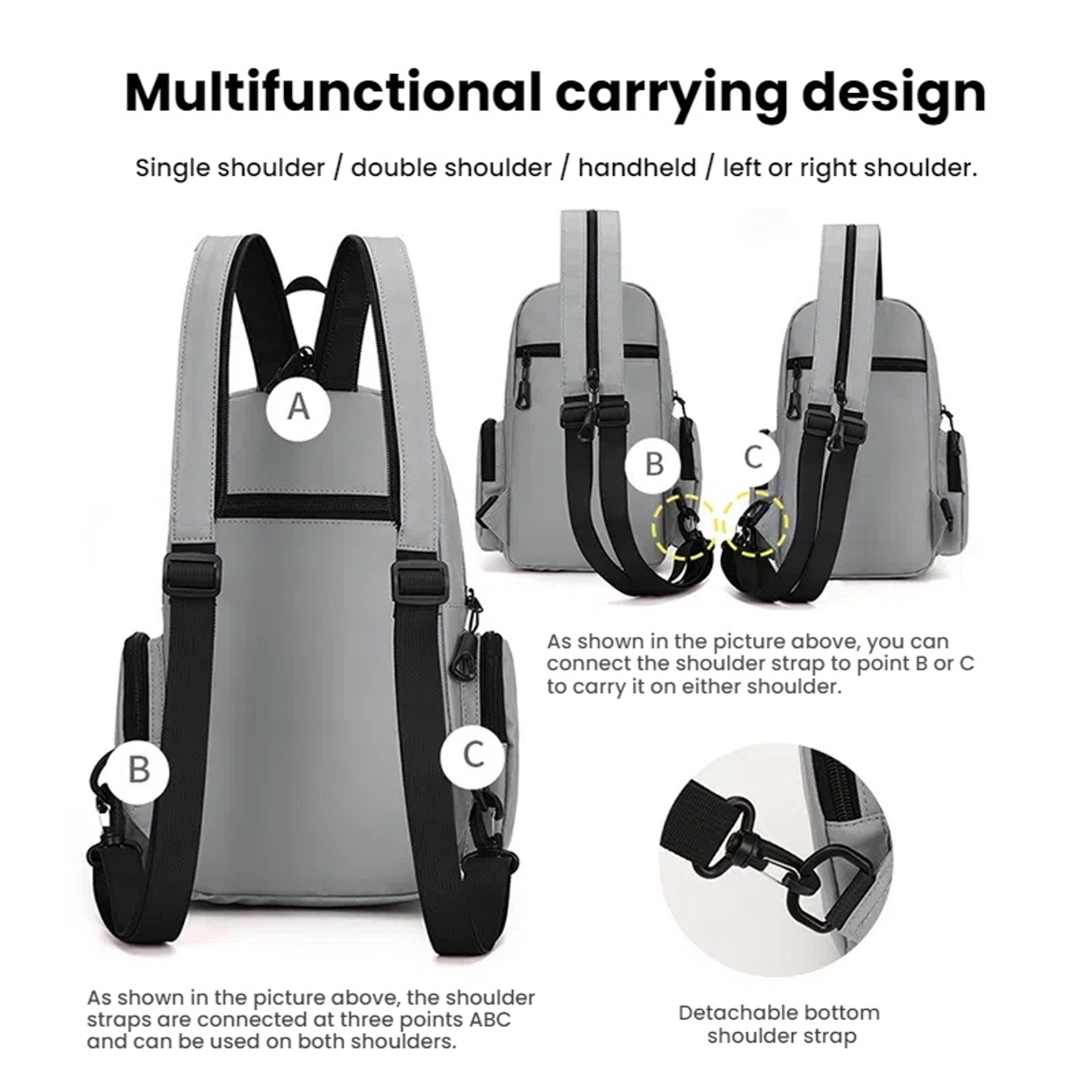 Multi Functional Men's Chest Bag Oxford Mini Backpack for Travel and Daily Commute – view 3