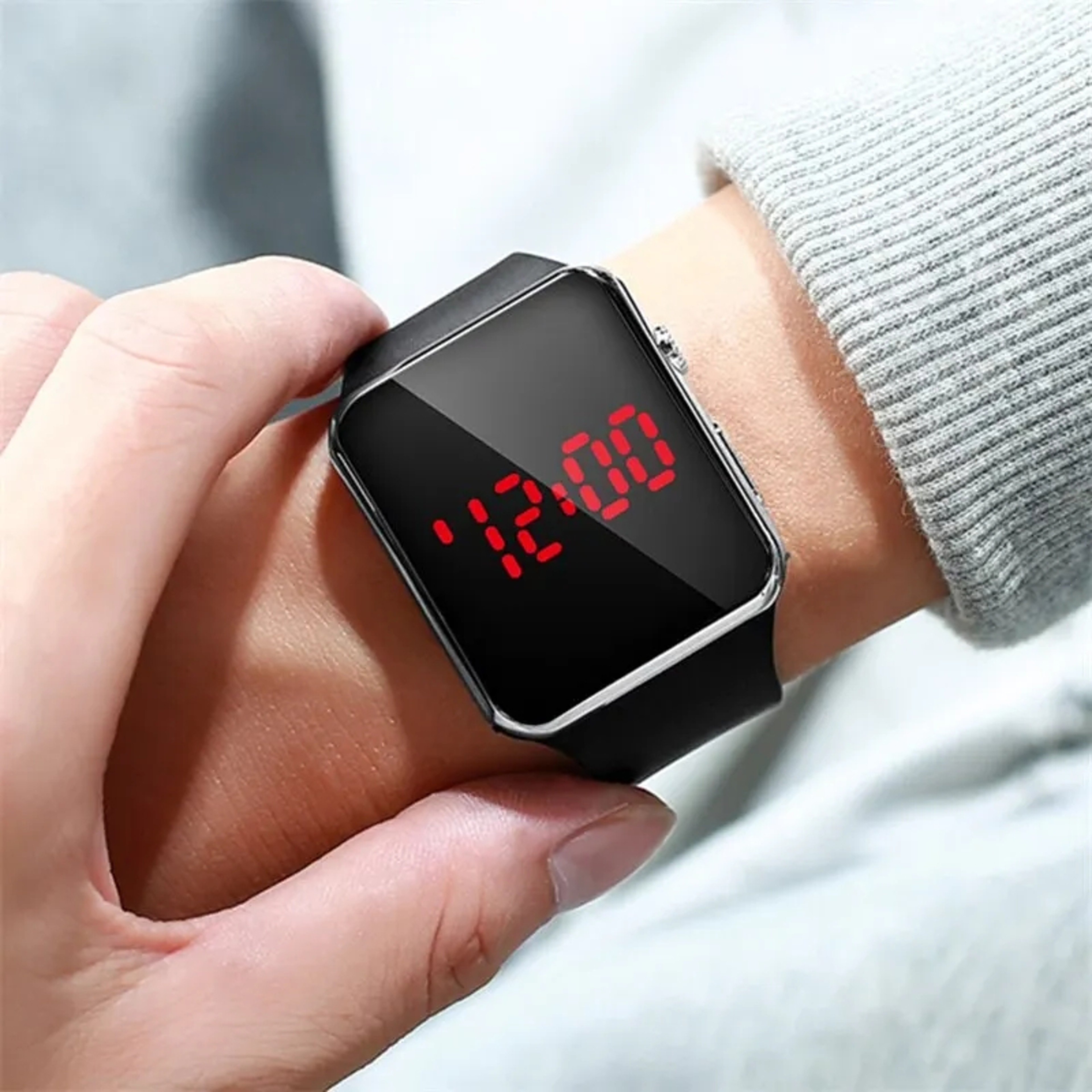 Simple Digital Watch for Men Women with LED Display Sport Silicone Wristband – view 4