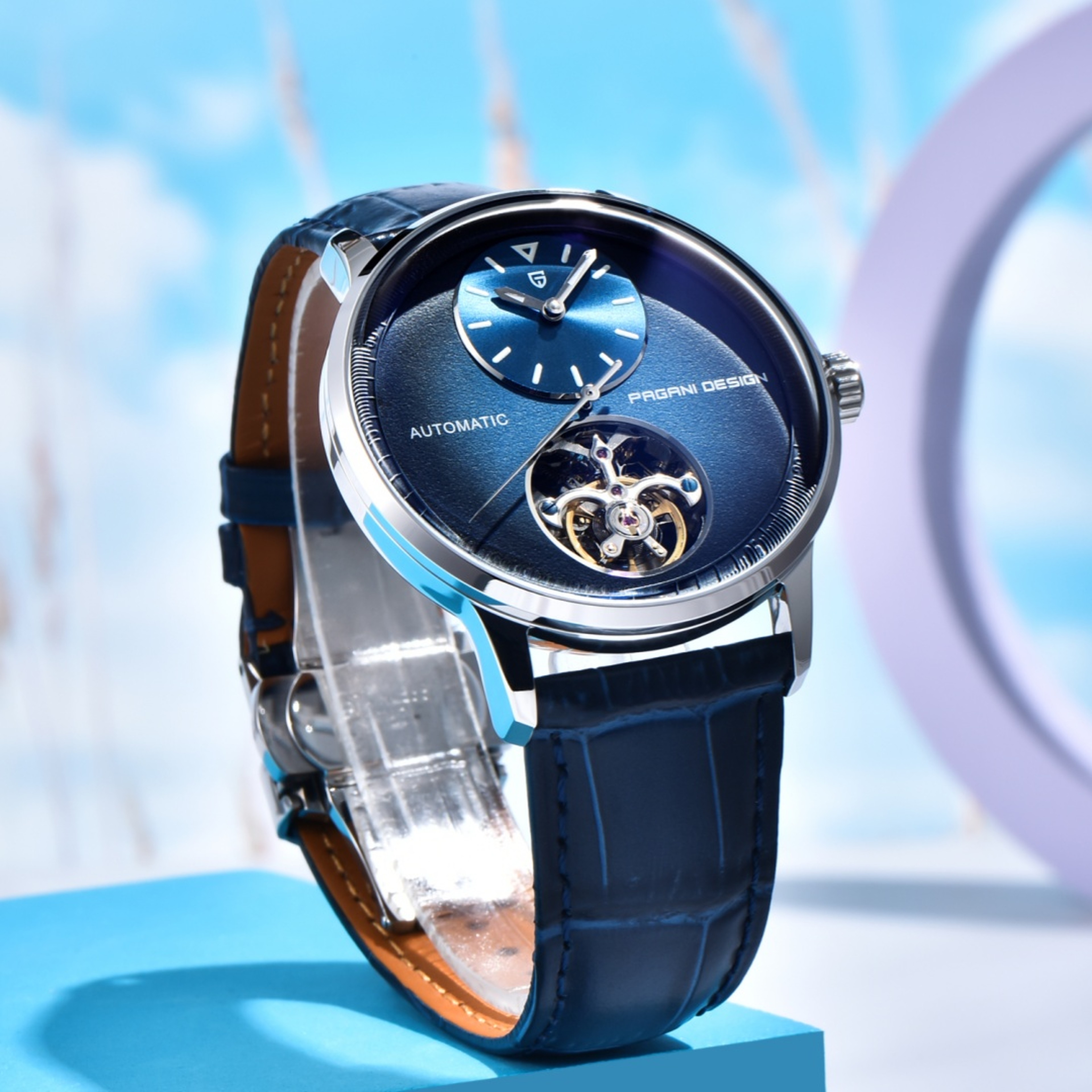 Mens Skeleton Automatic Waterproof Luminous Timepiece – view 1