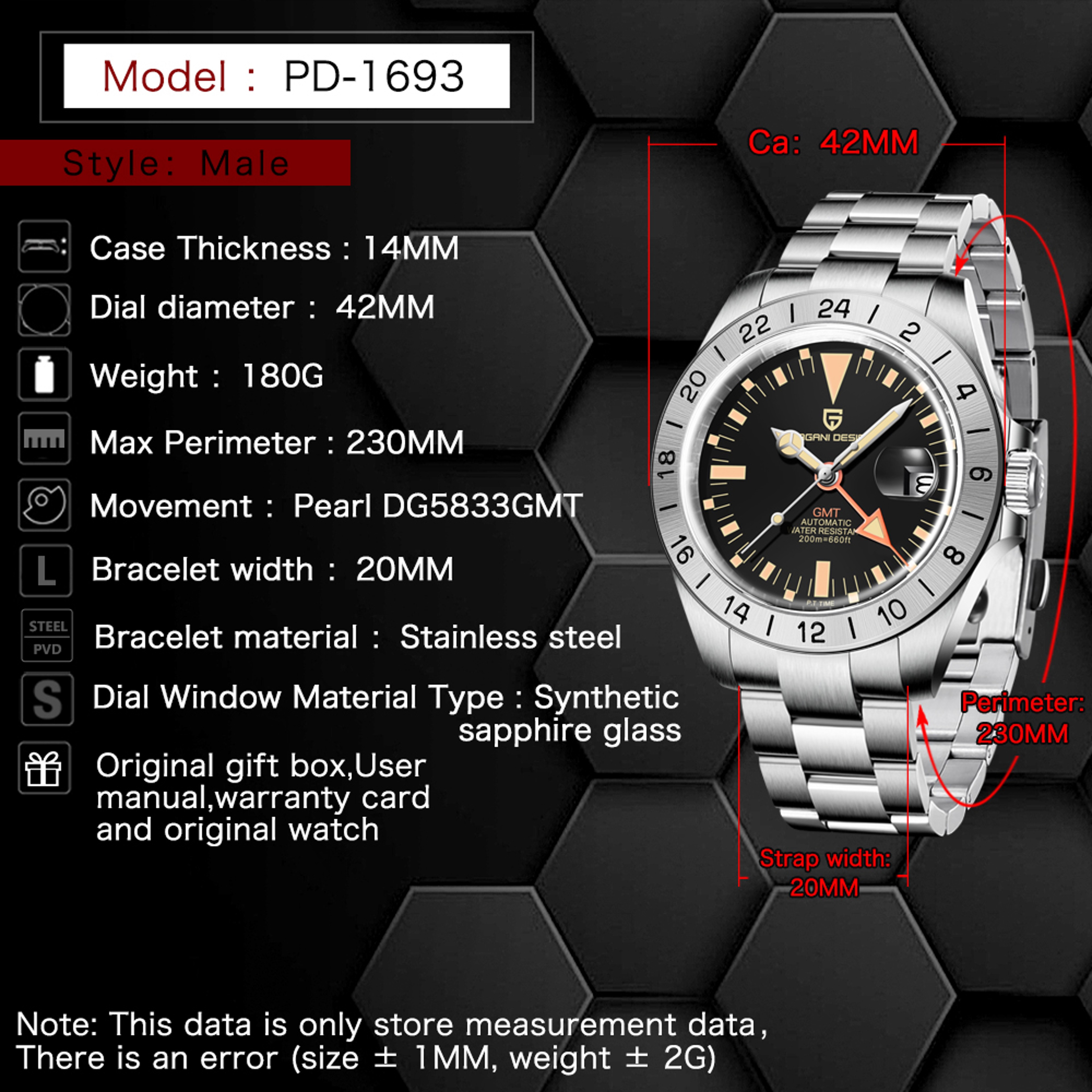 Classic GMT Automatic Mechanical Watch For Men Waterproof Stainless Steel Timepiece 5