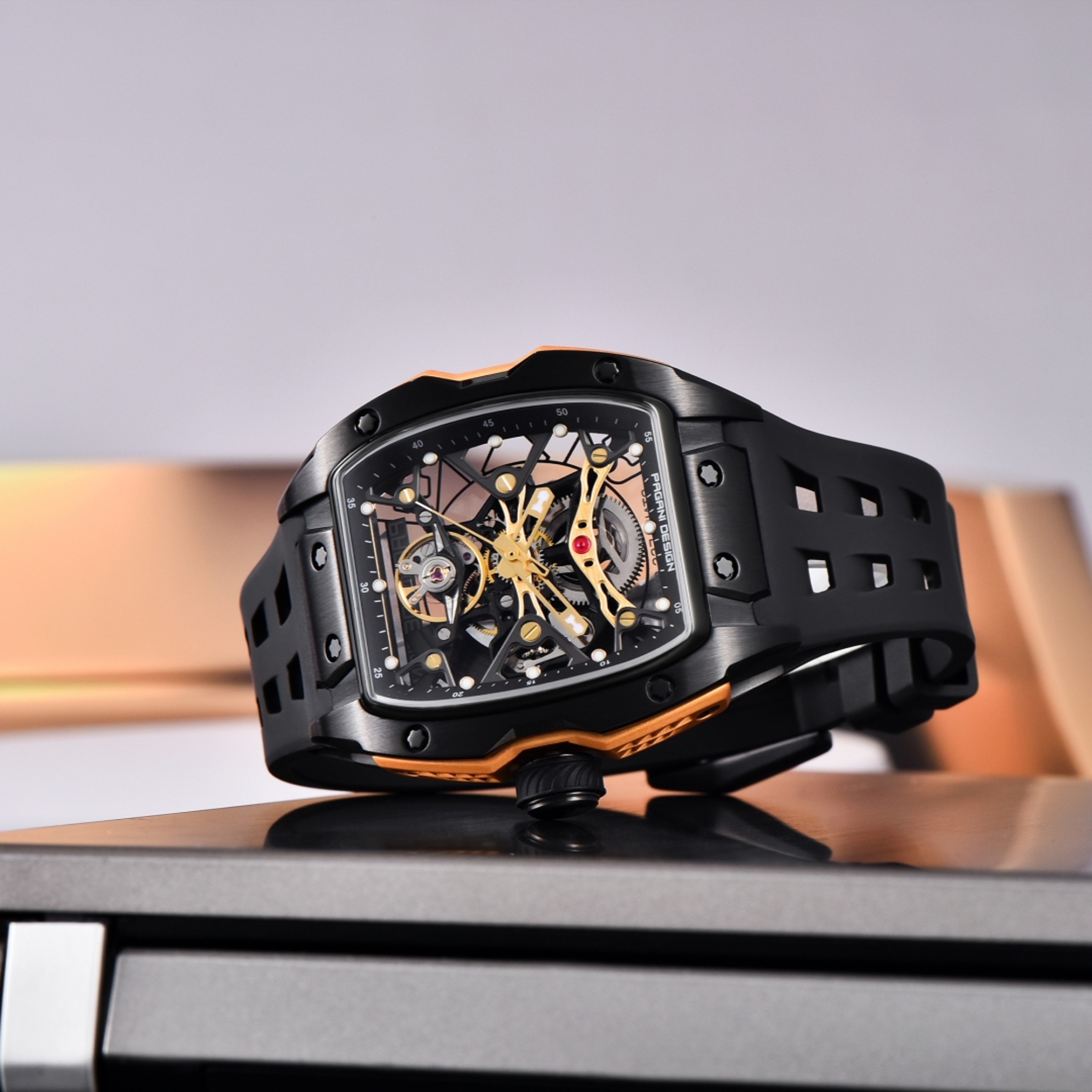 Mens Automatic Skeleton Watch with Sapphire Crystal – view 4