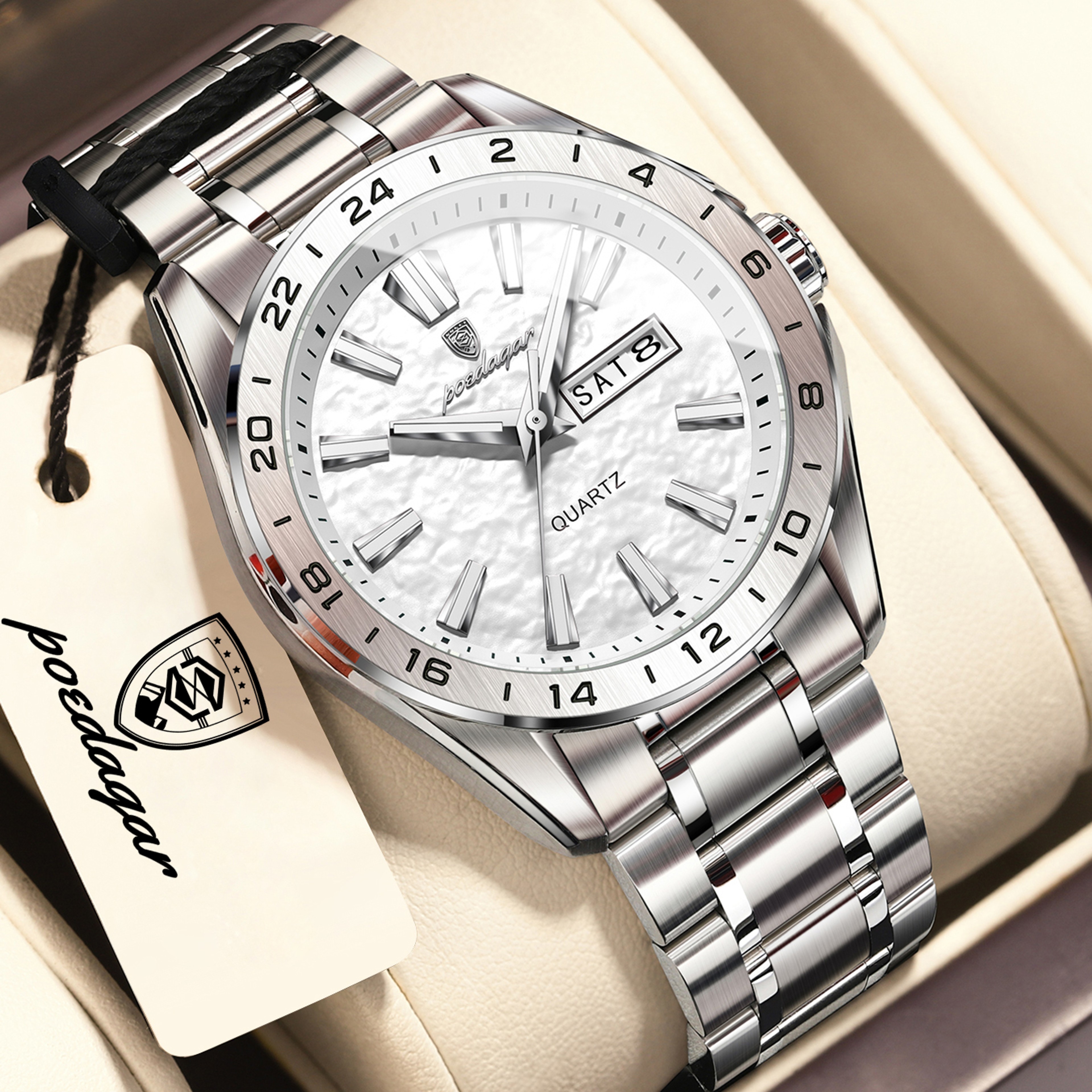 Classic Mens Waterproof Luminous Quartz Watch With Date Week Display Business Wristwatch 1