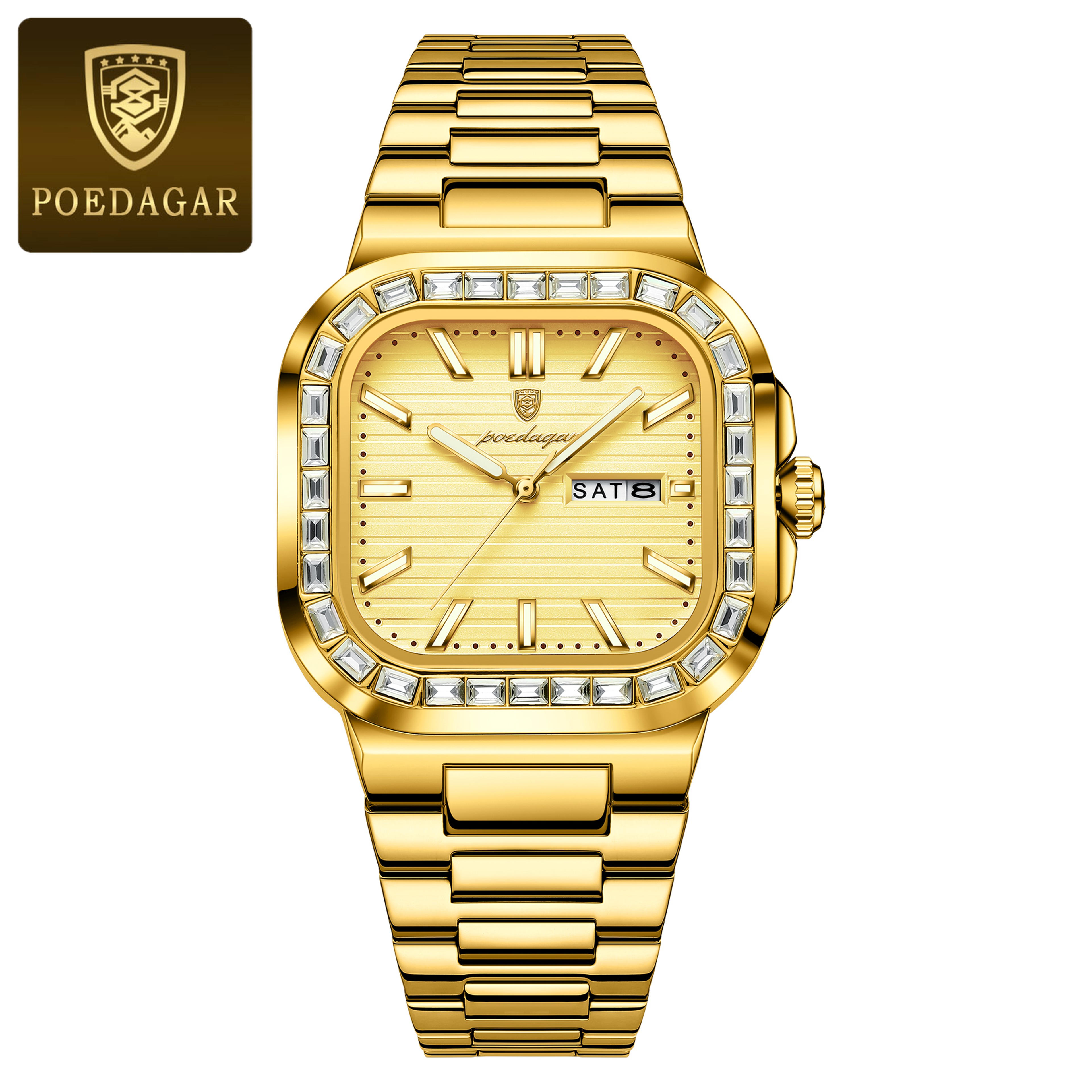 Luxury Square Mens Waterproof Quartz Watch With Luminous Stainless Steel Design 4