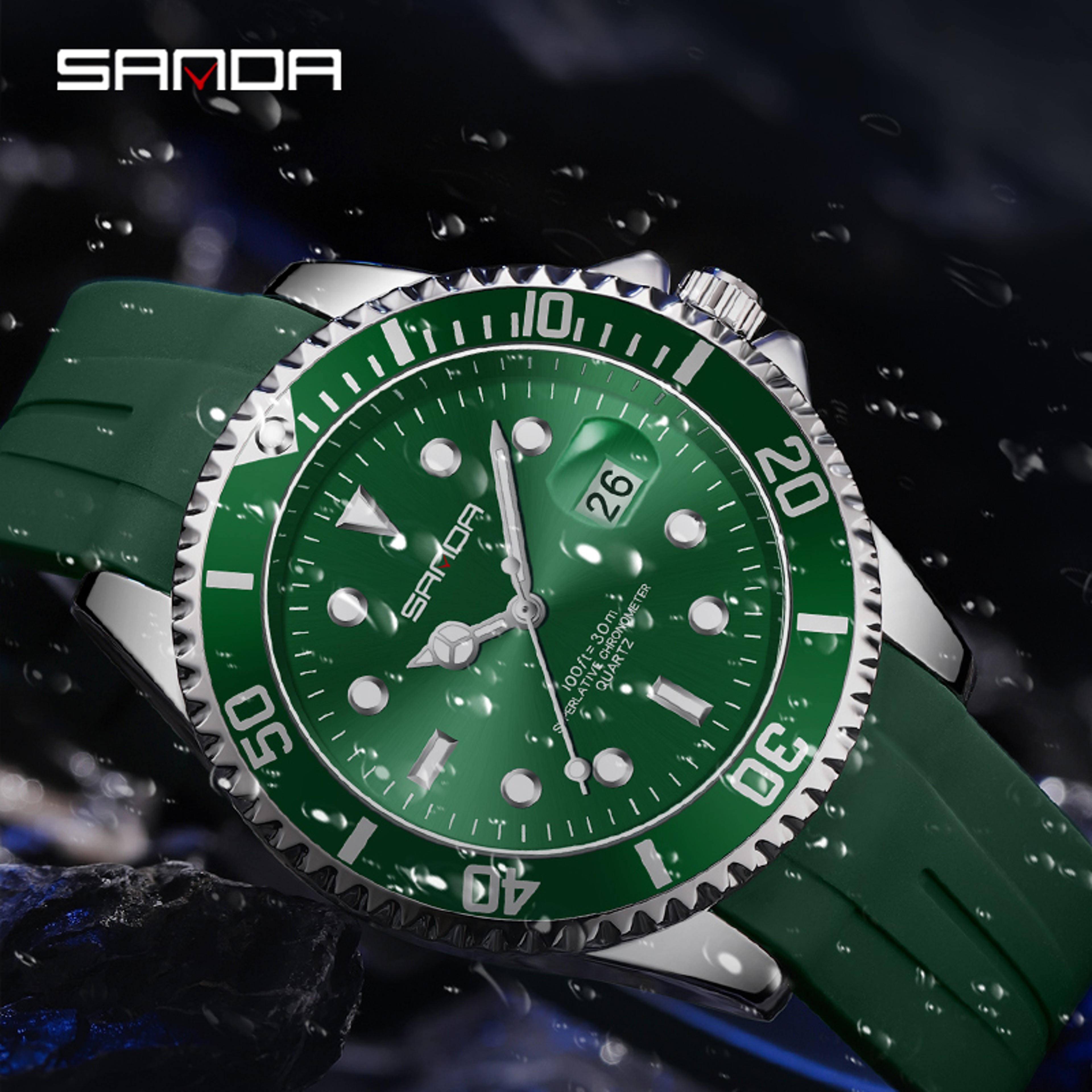 Fashion Men Quartz Watch With Rotating Outer Ring Design Waterproof Luminous Wristwatch 1