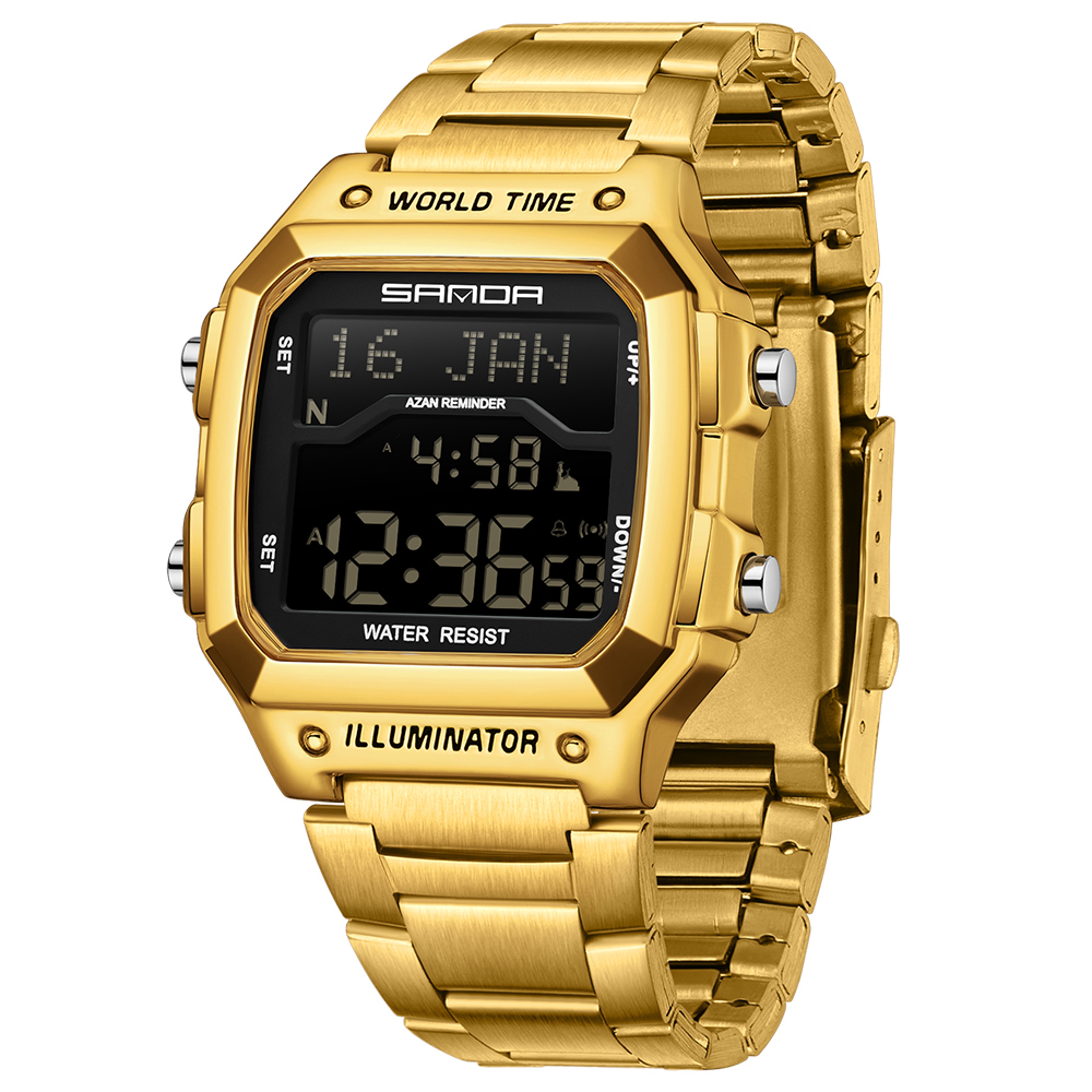Men Digital LED Sport Watch Waterproof Luminous Square Dial Alarm Wristwatch 0