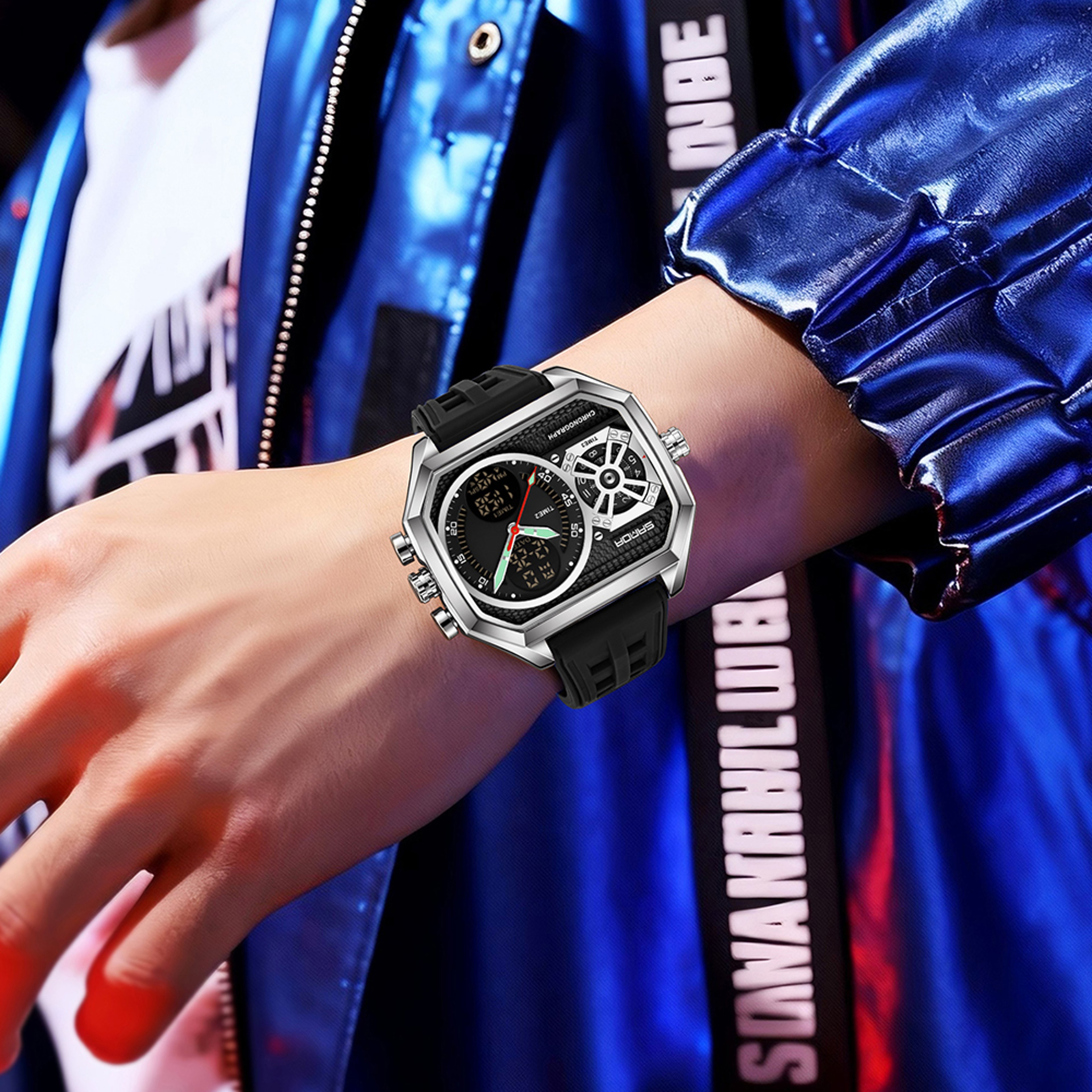 Luxury Men Square Dial Quartz Watch With Date Display Business Style 4