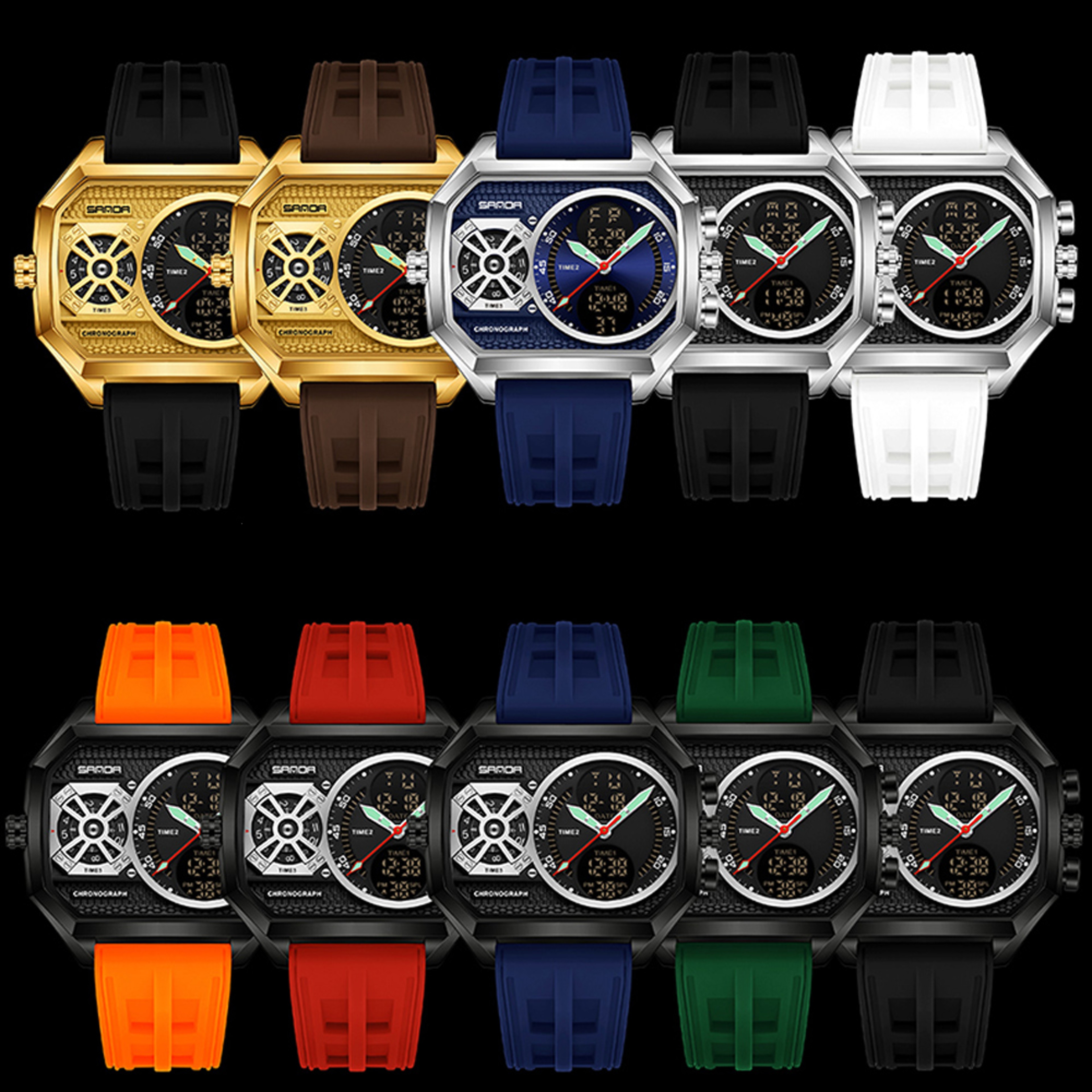 Luxury Men Square Dial Quartz Watch With Date Display Business Style 3
