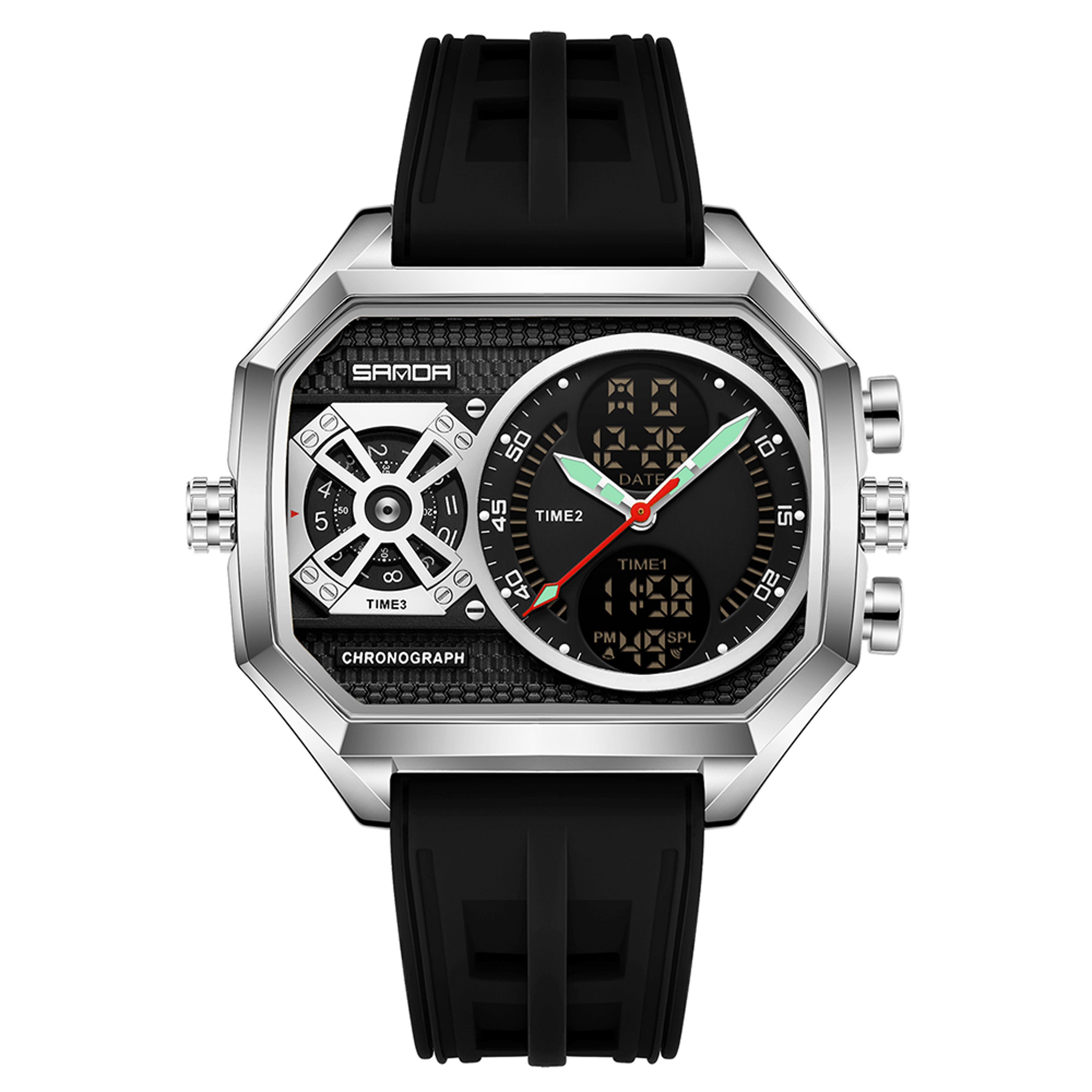 Luxury Men Square Dial Quartz Watch With Date Display Business Style 15
