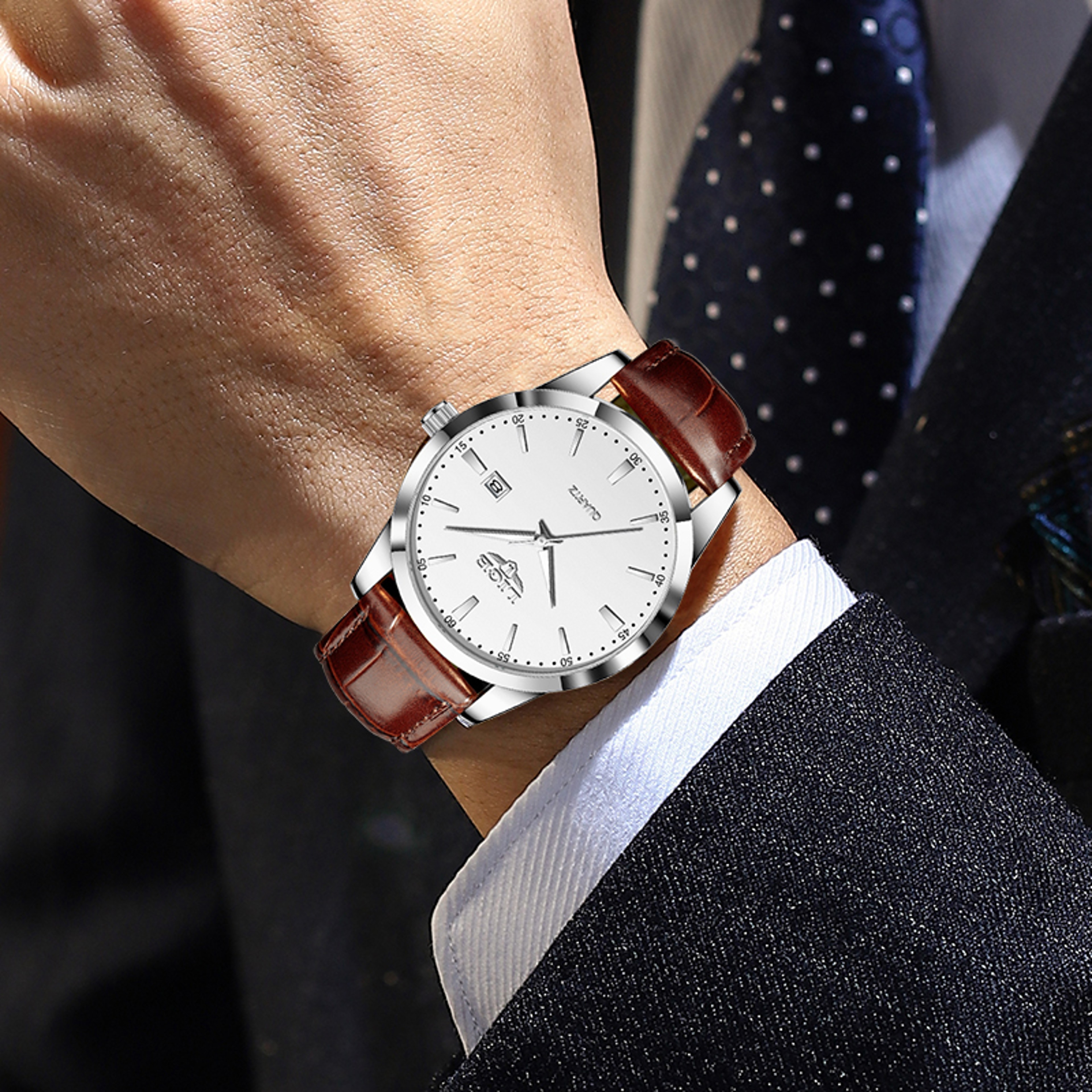 Man Fashion Leather Luminous Watch Waterproof Military Style Business Sport Wristwatch – view 6