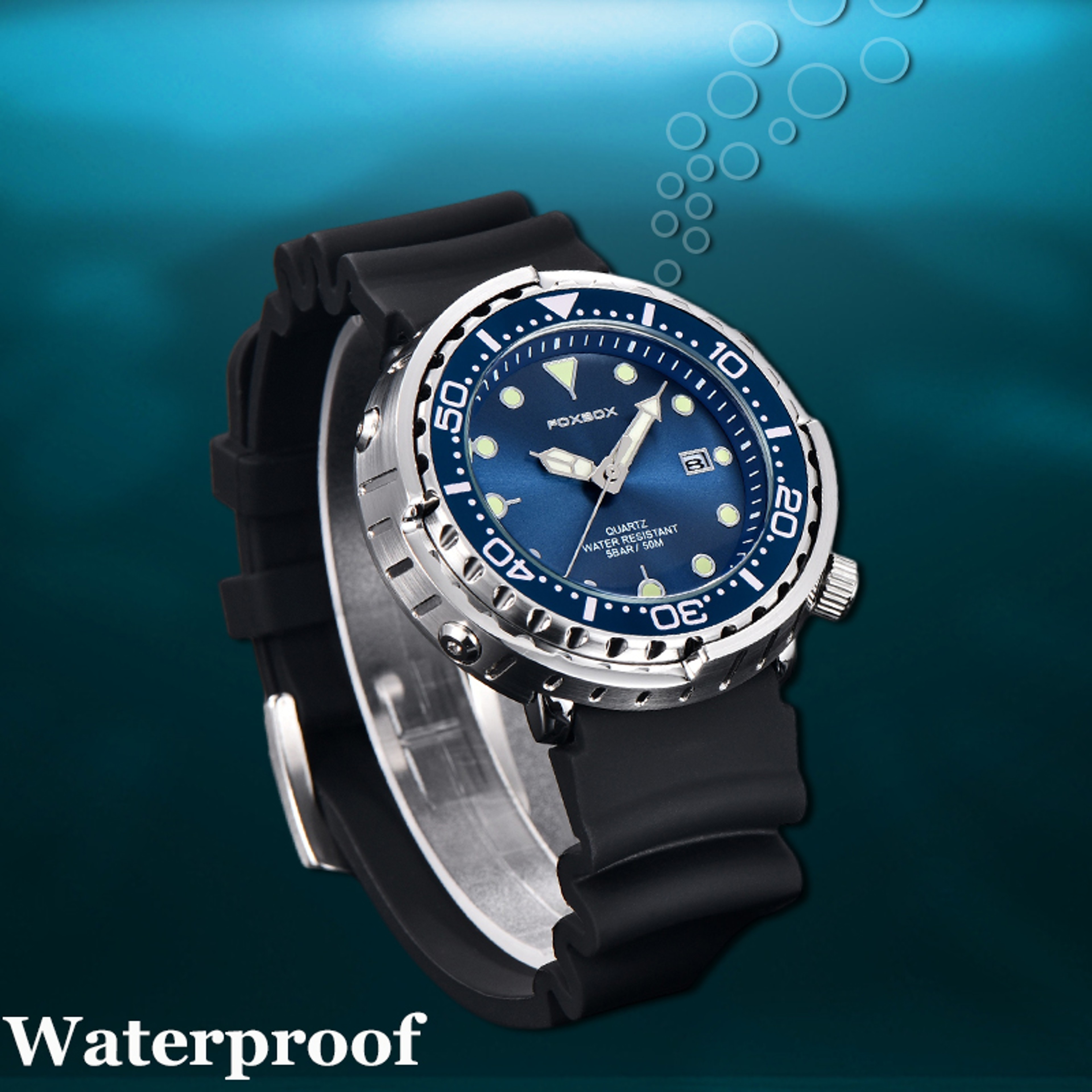 Fashion Diver Watch Men Waterproof Quartz Sport Wristwatch With Date Display 2