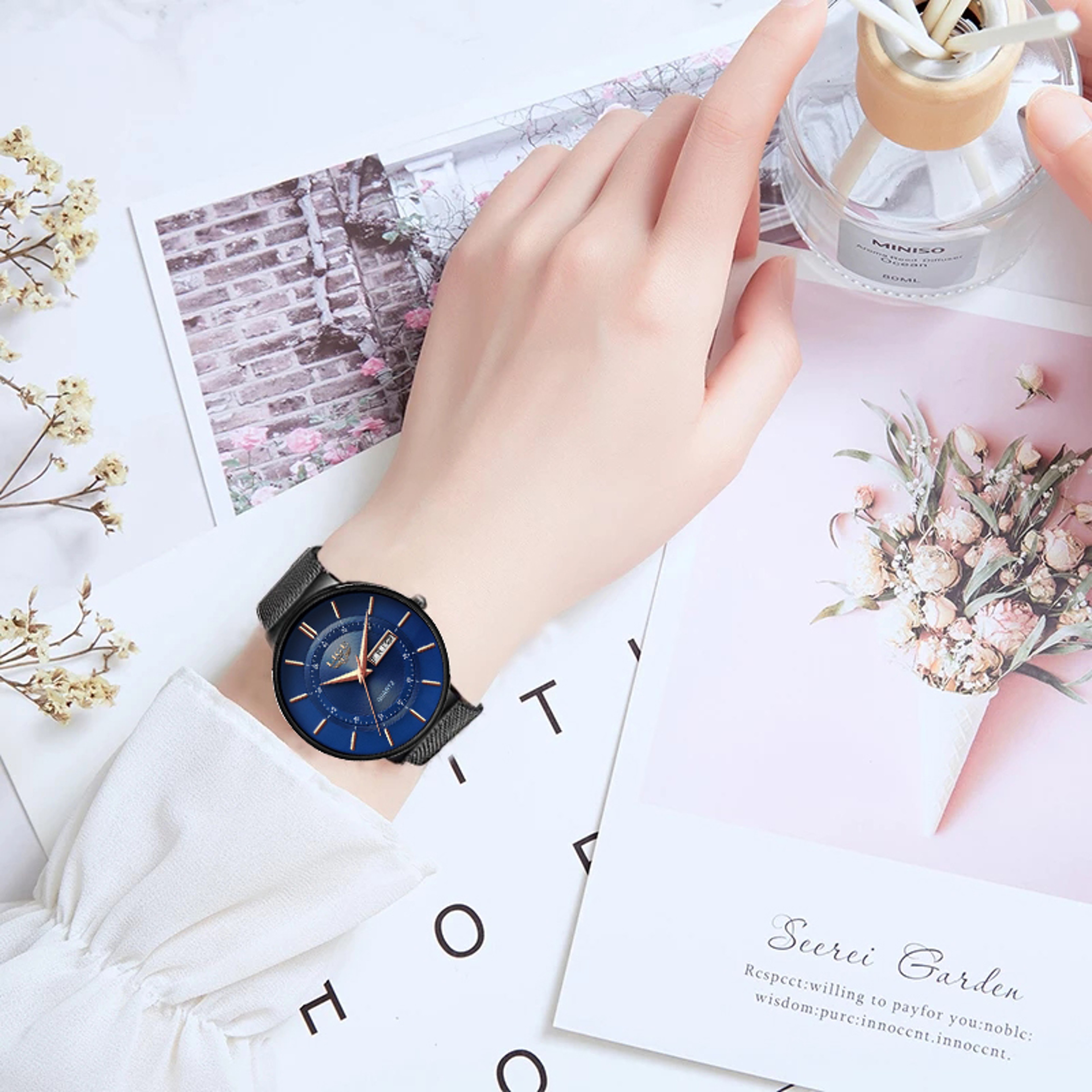 Vintage Stainless Steel Women Quartz Watch Japanese Movement Fashion Waterproof Wristwatch 7