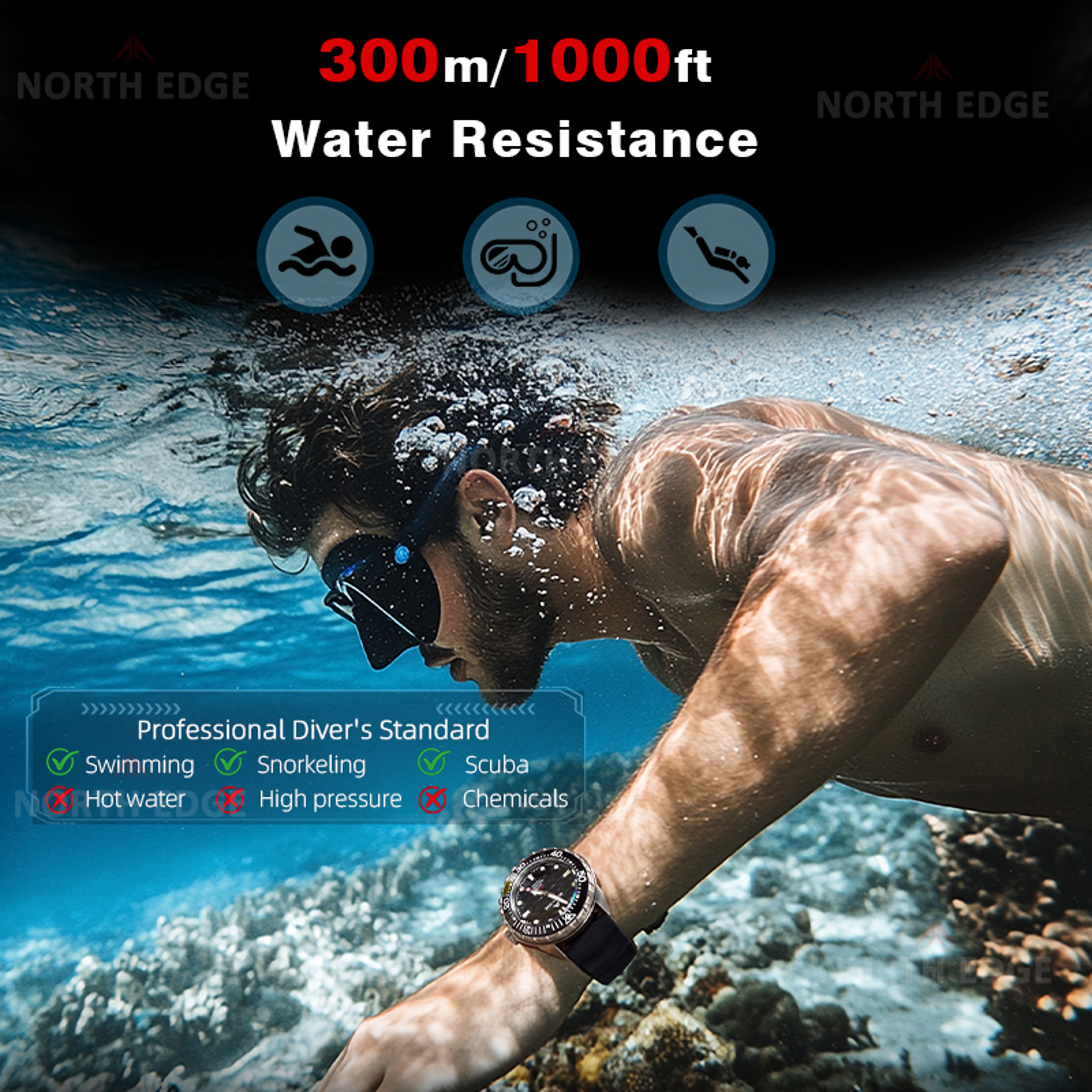 TI Titanium Solar Diving Watch Waterproof Quartz Watch 3