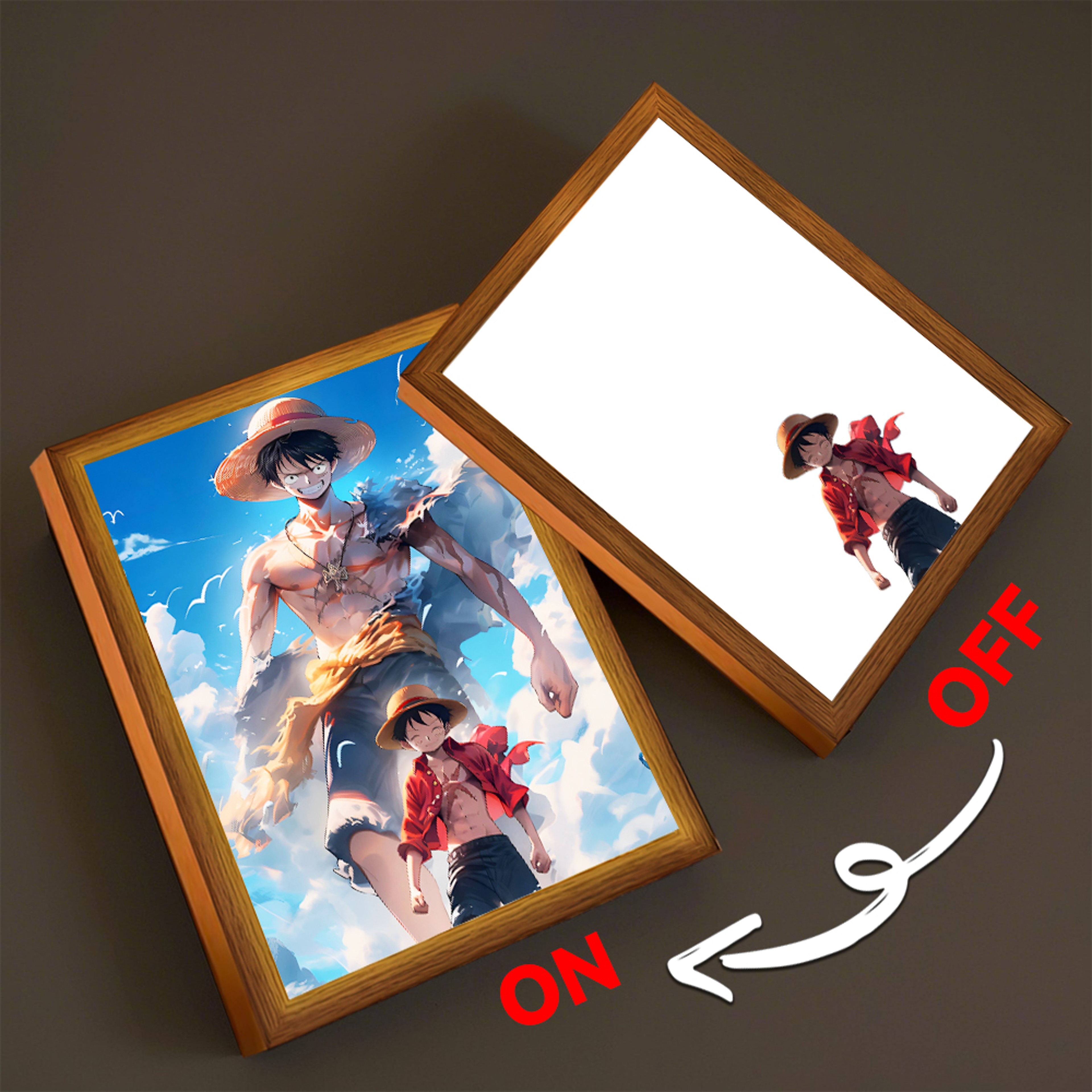 One Piece LED Night Light Luffy Zoro Anime Light Painting Frame 10