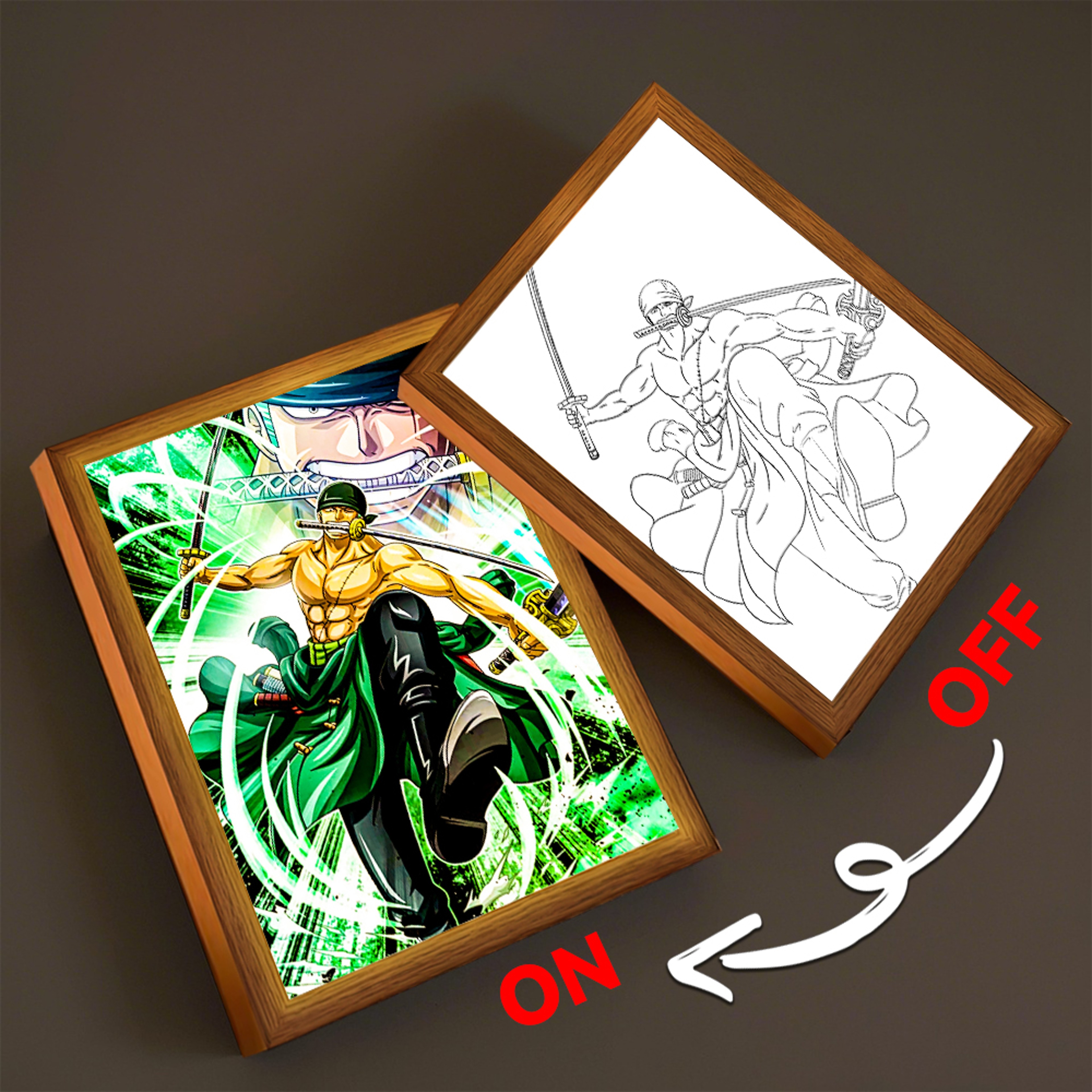 One Piece LED Night Light Luffy Zoro Anime Light Painting Frame 11