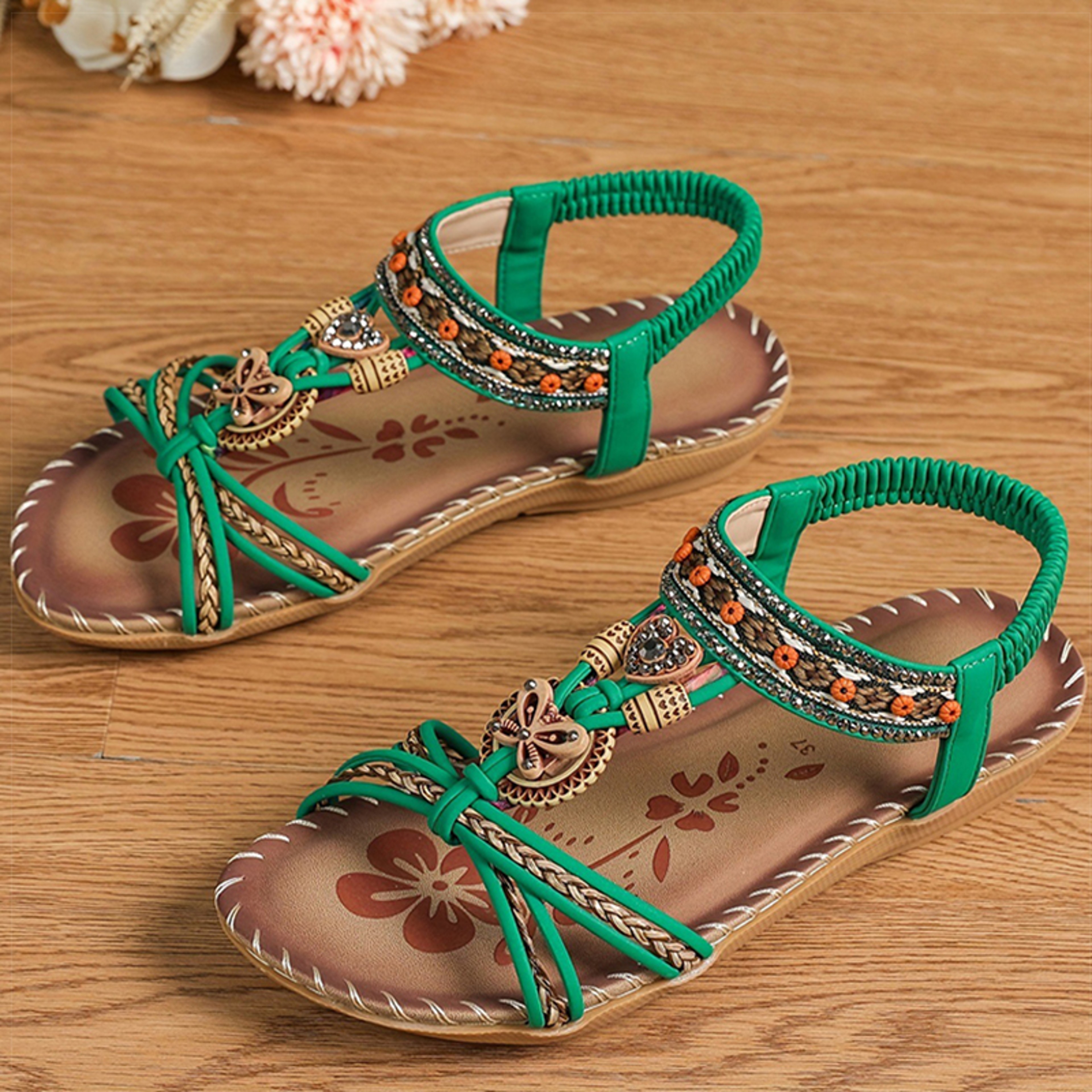 Boho Summer Sandals for Women Soft Sole Low Heel Non Slip Casual Shoes – view 10