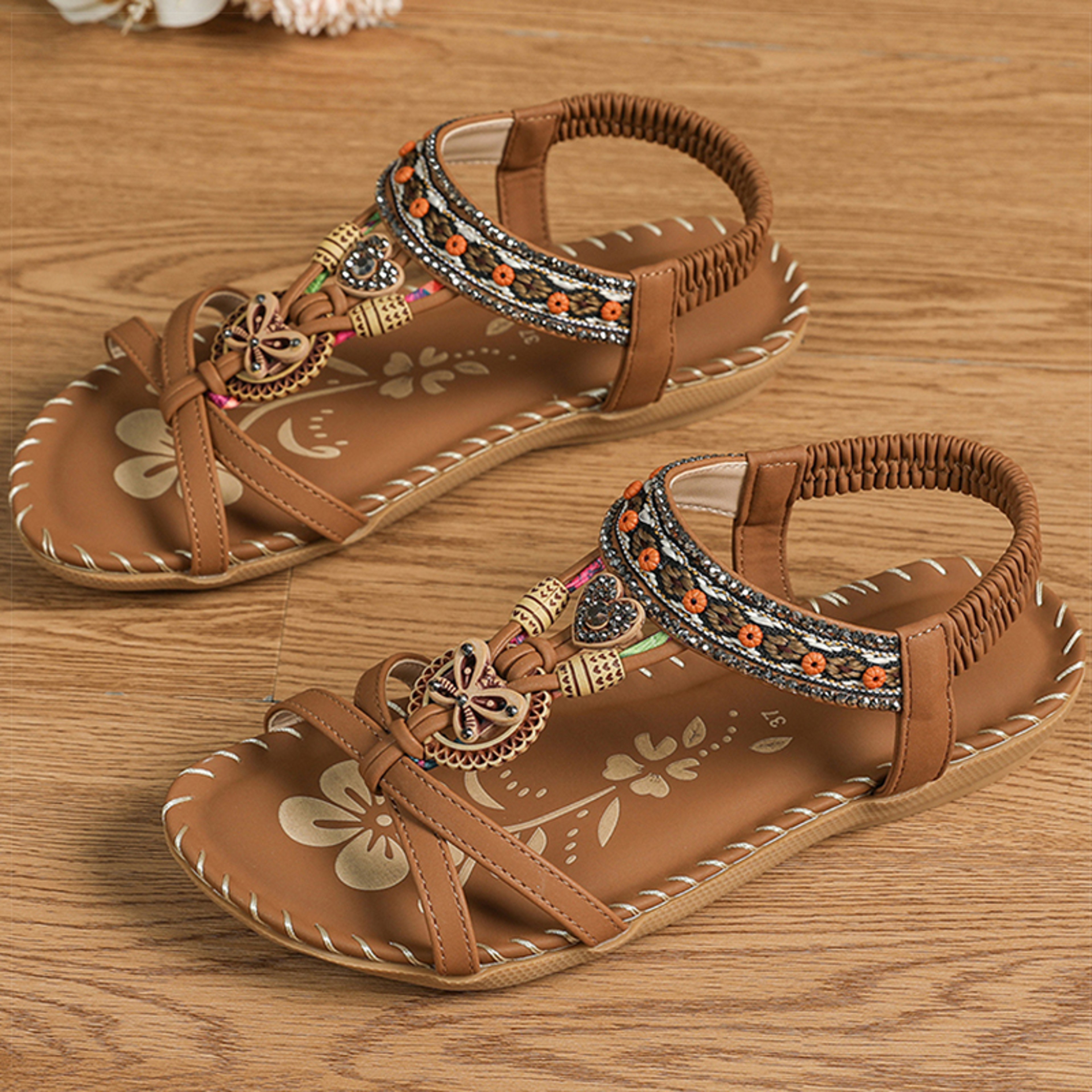 Boho Summer Sandals for Women Soft Sole Low Heel Non Slip Casual Shoes – view 14