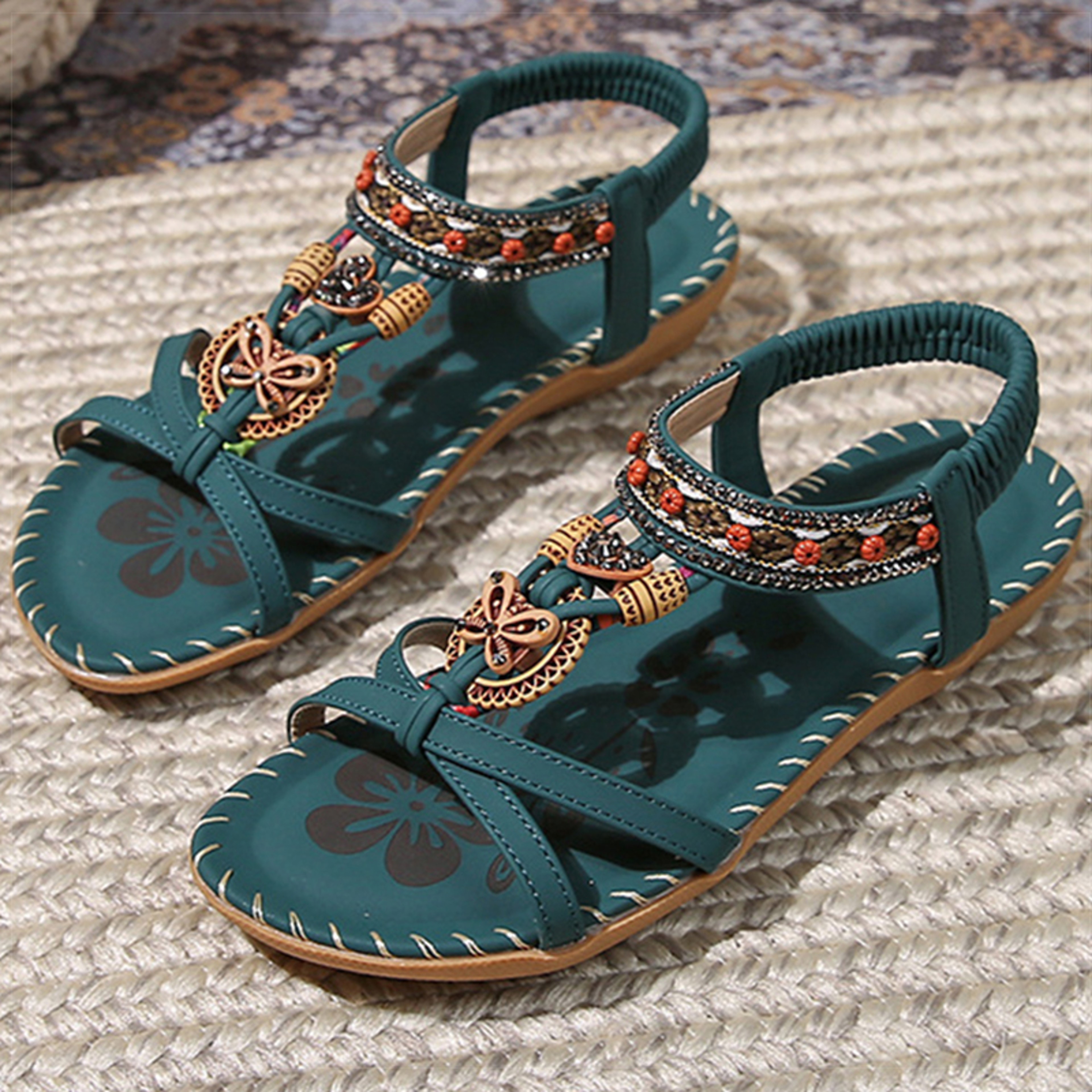 Boho Summer Sandals for Women Soft Sole Low Heel Non Slip Casual Shoes – view 17