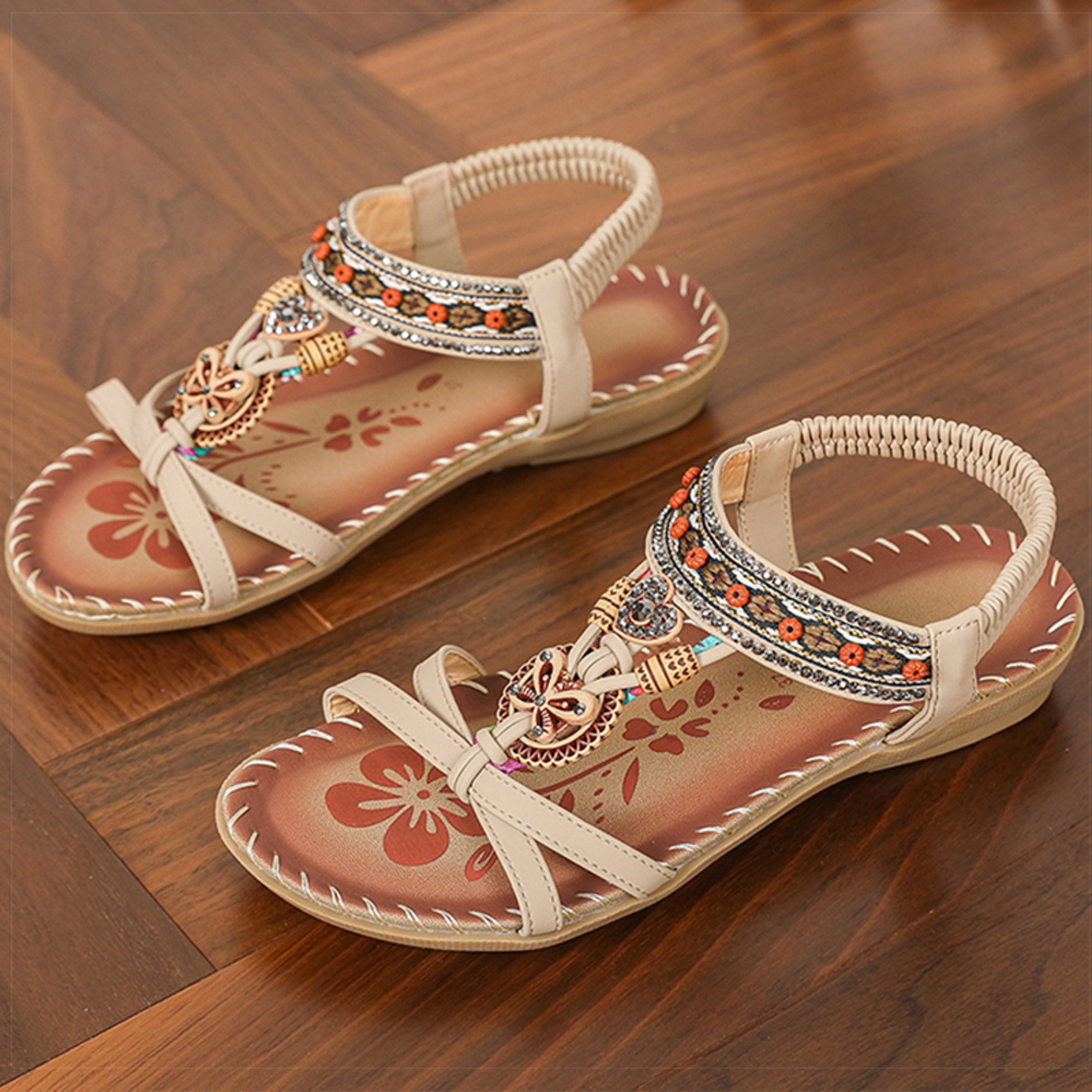 Boho Summer Sandals for Women Soft Sole Low Heel Non Slip Casual Shoes – view 18