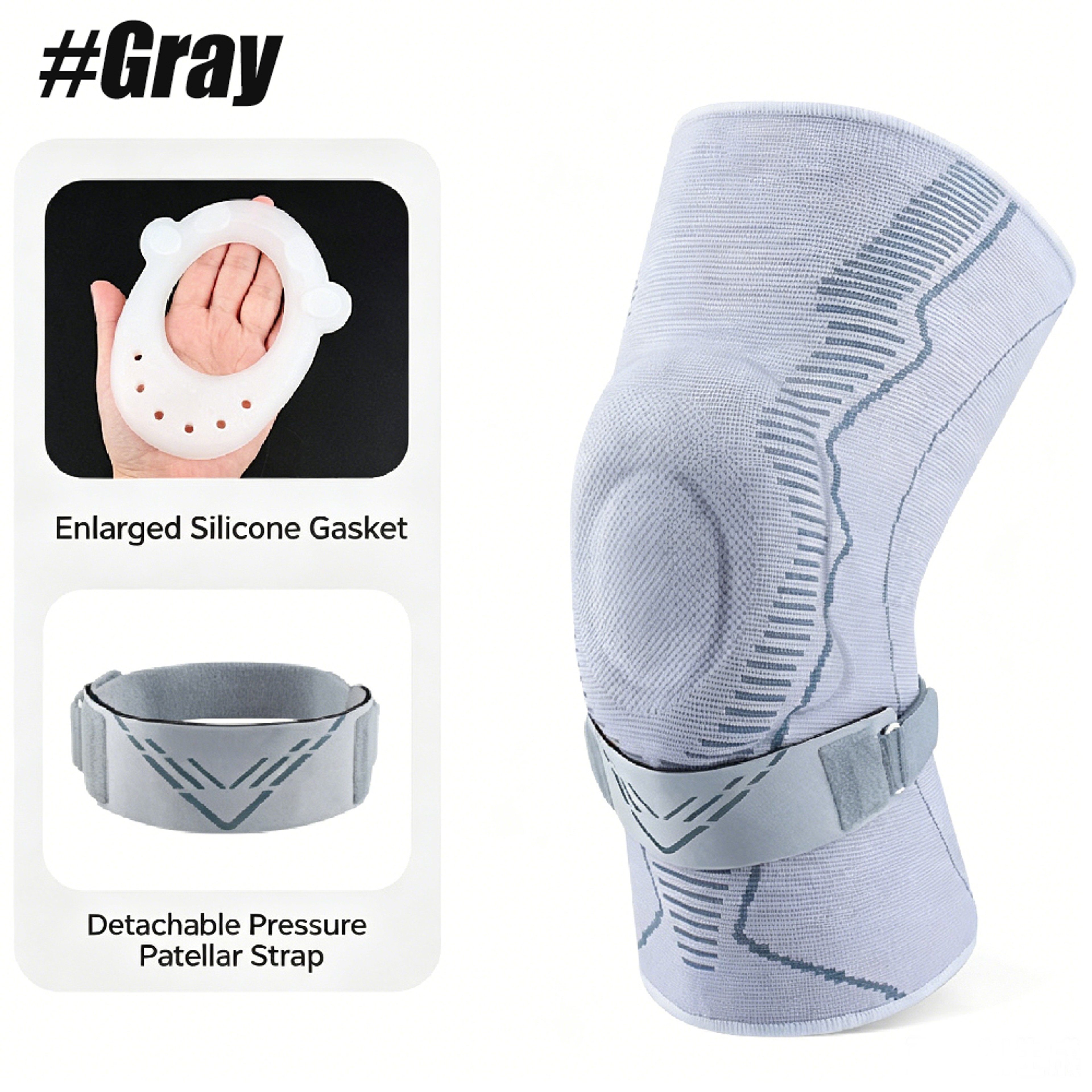 Patella Stabilizing Knee Compression Sleeve With Gel Cushion  Removable Strap ShockAbsorbing Knee S 9