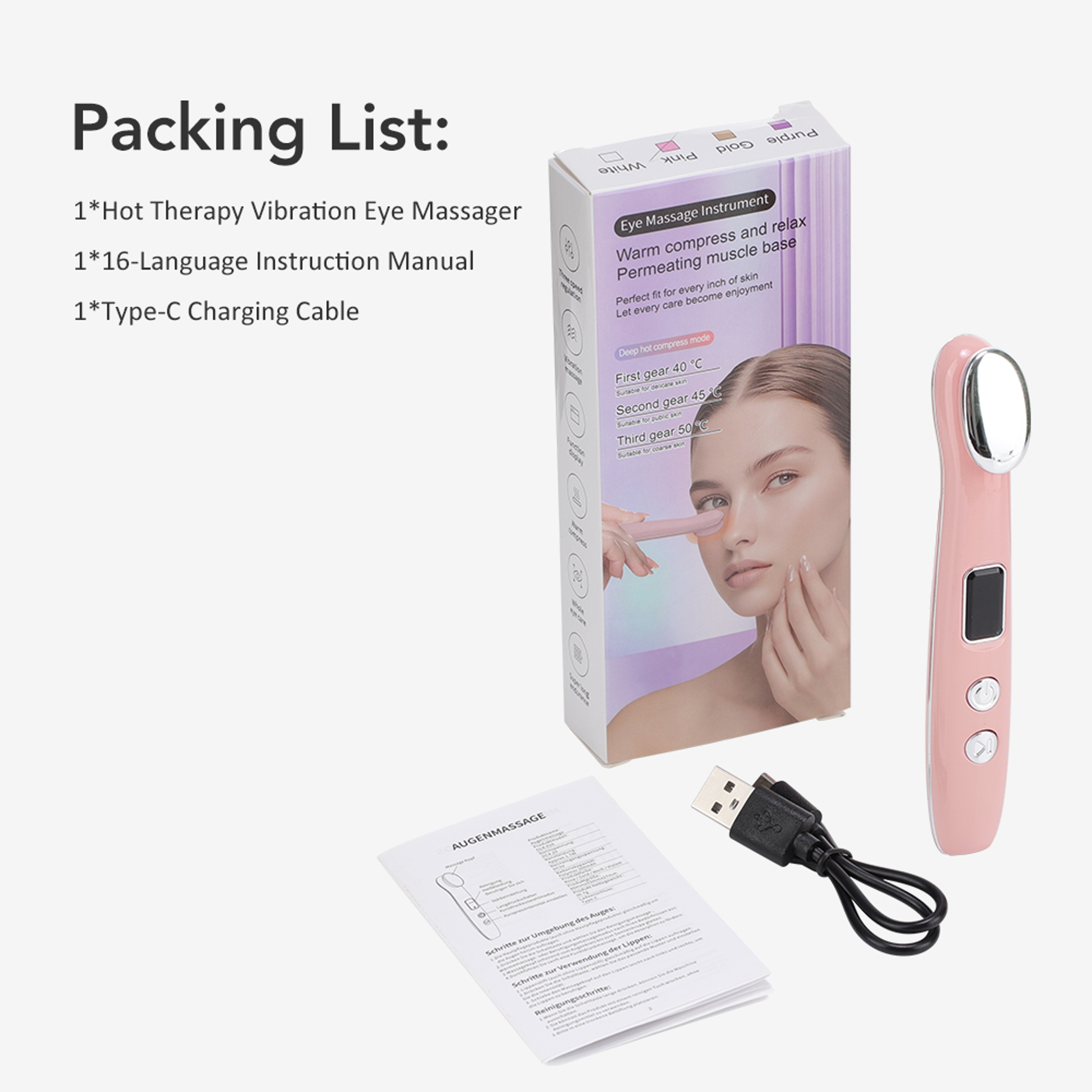 Rechargeable Heated Eye Massager For Dark Circles Eye Bags And Fine Lines 6