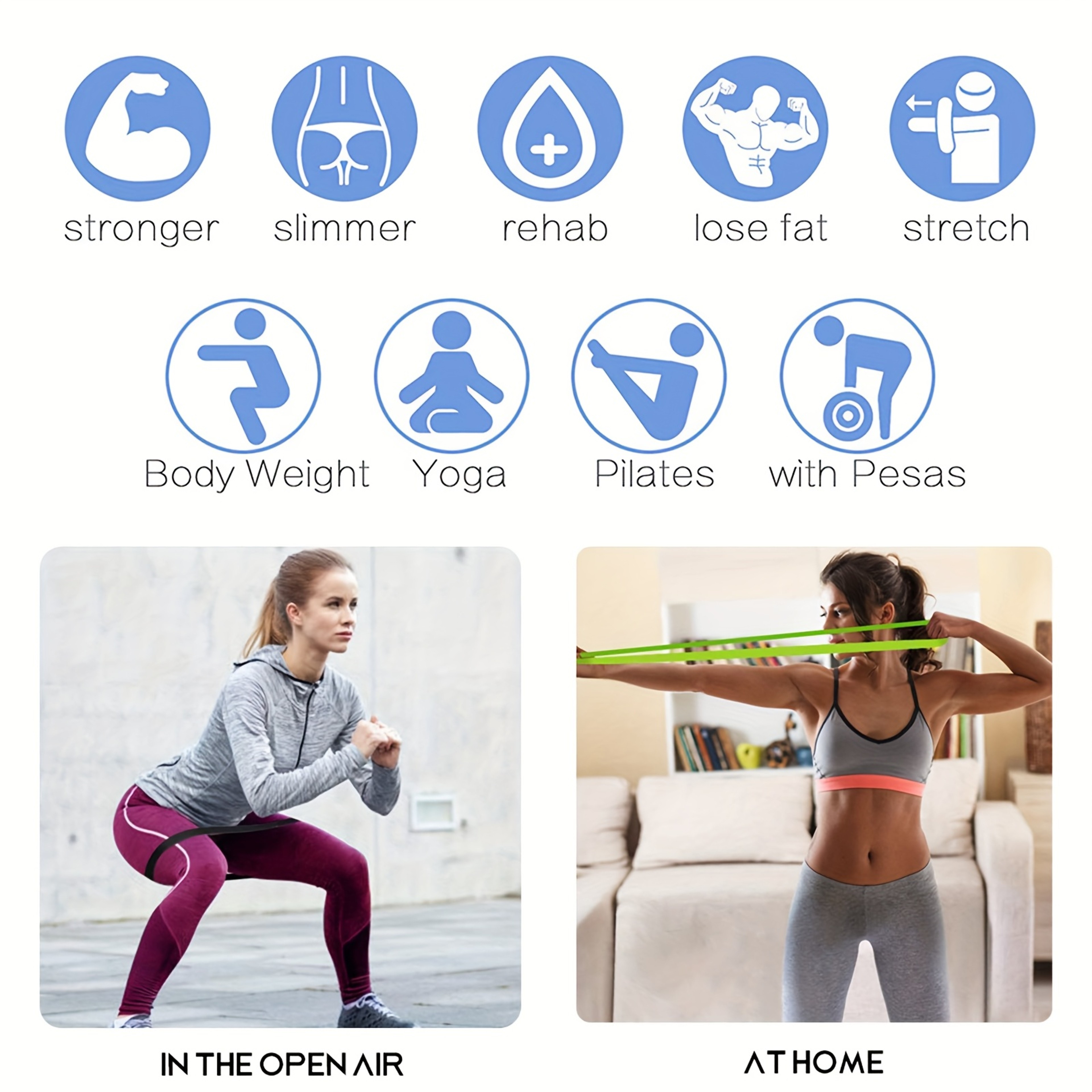 Resistance Bands Set for Full Body Workout Strength Training Yoga Pilates and Stretching – view 5