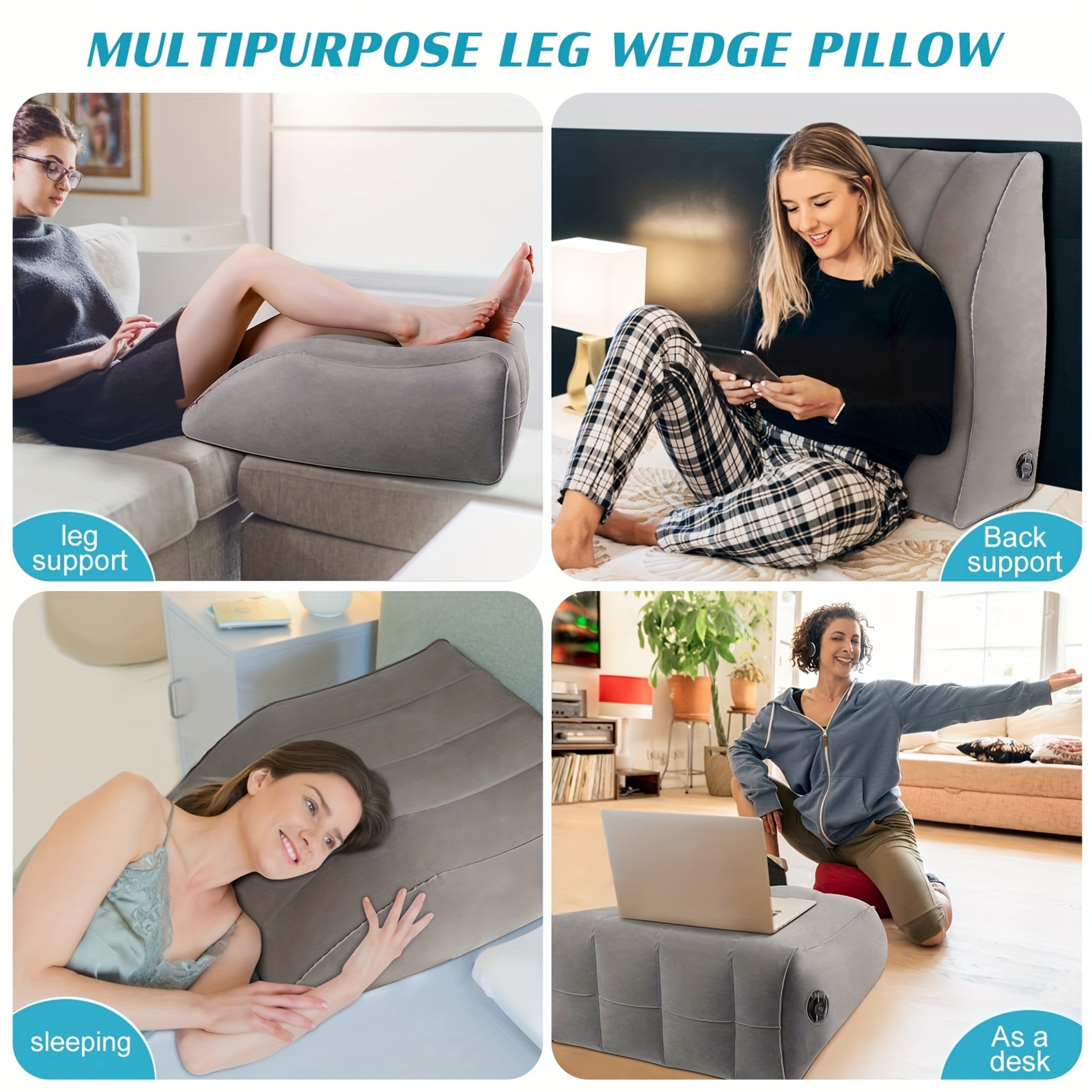 Inflatable Leg Elevation Pillow with Wedge Knee Support for Rest and Recovery – view 6
