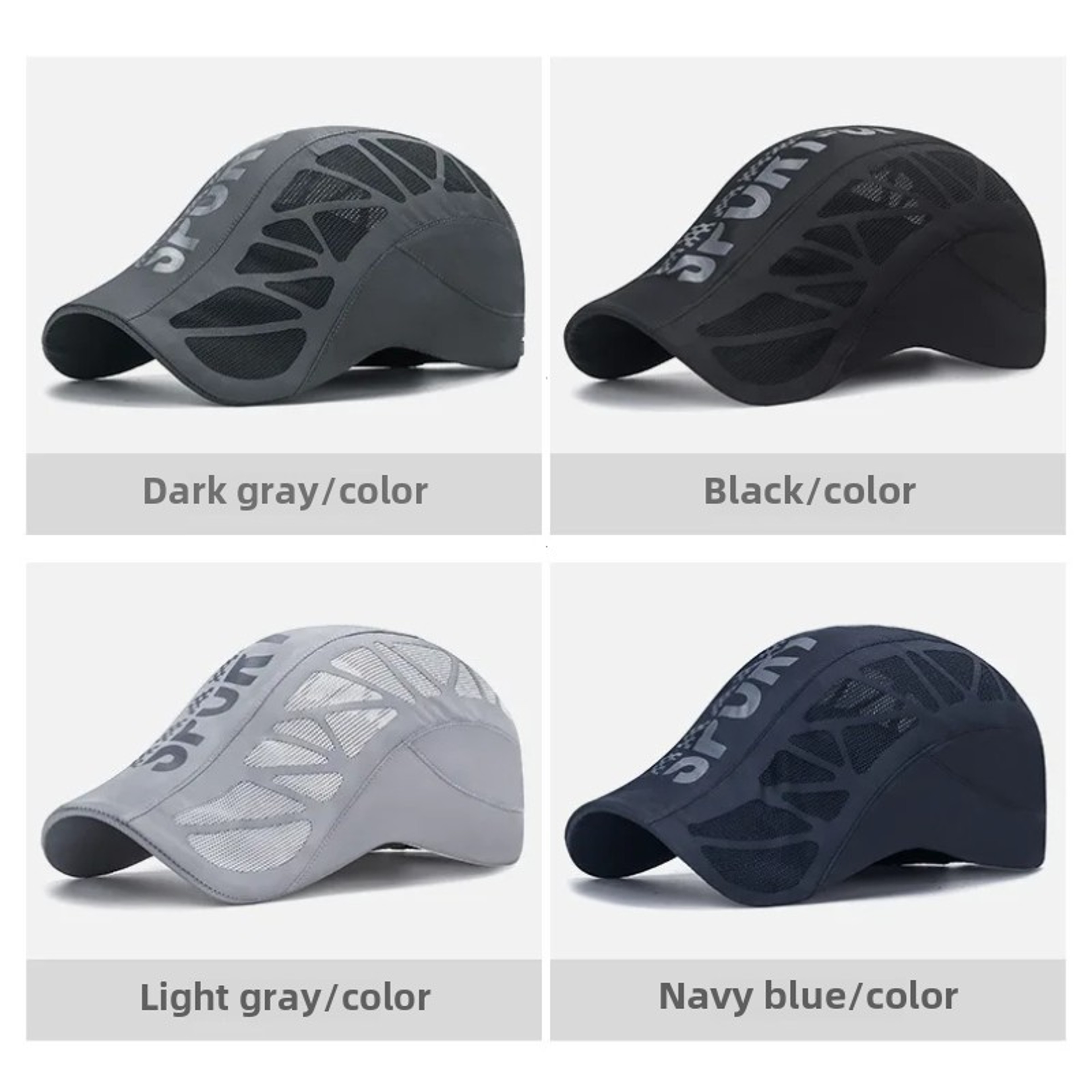 Breathable Mesh Beret Cap for Men Summer Golf Driving Cabbie Sun Hat – view 2
