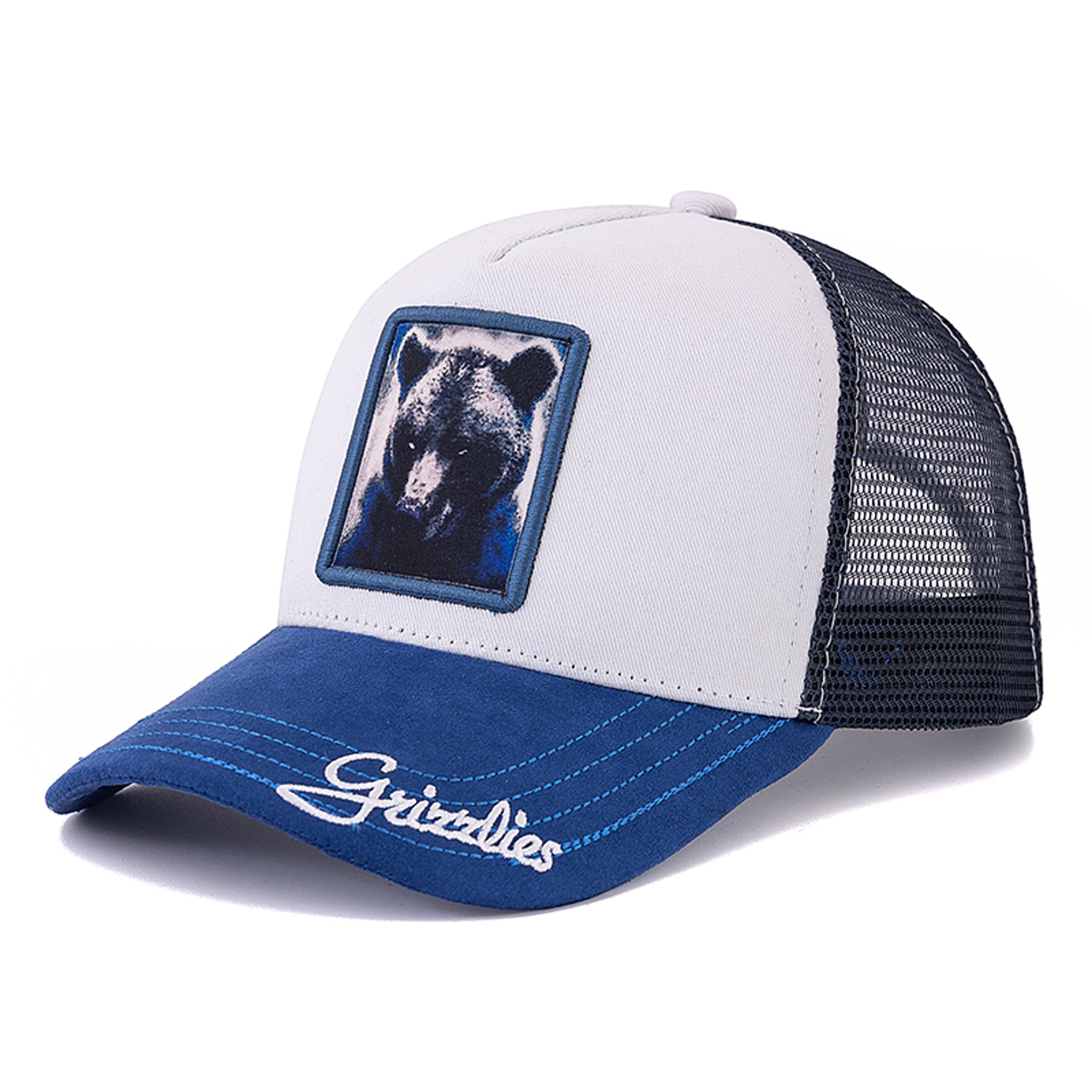 Grizzly Bear Suede Trucker Hat Adjustable Unisex Animal Patch Baseball Cap 1