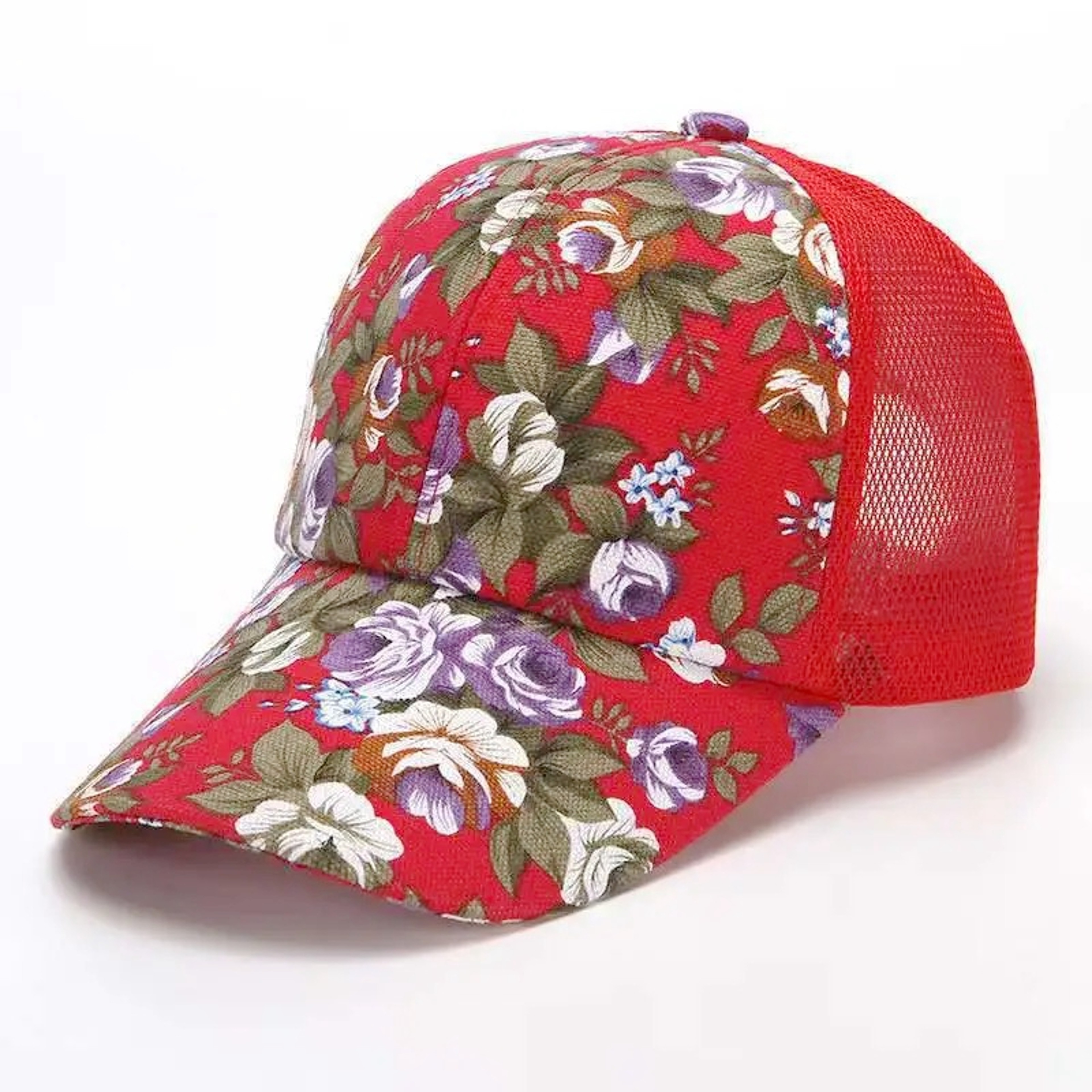 Womens Floral Print Trucker Hat Adjustable Summer Baseball Cap – view 18