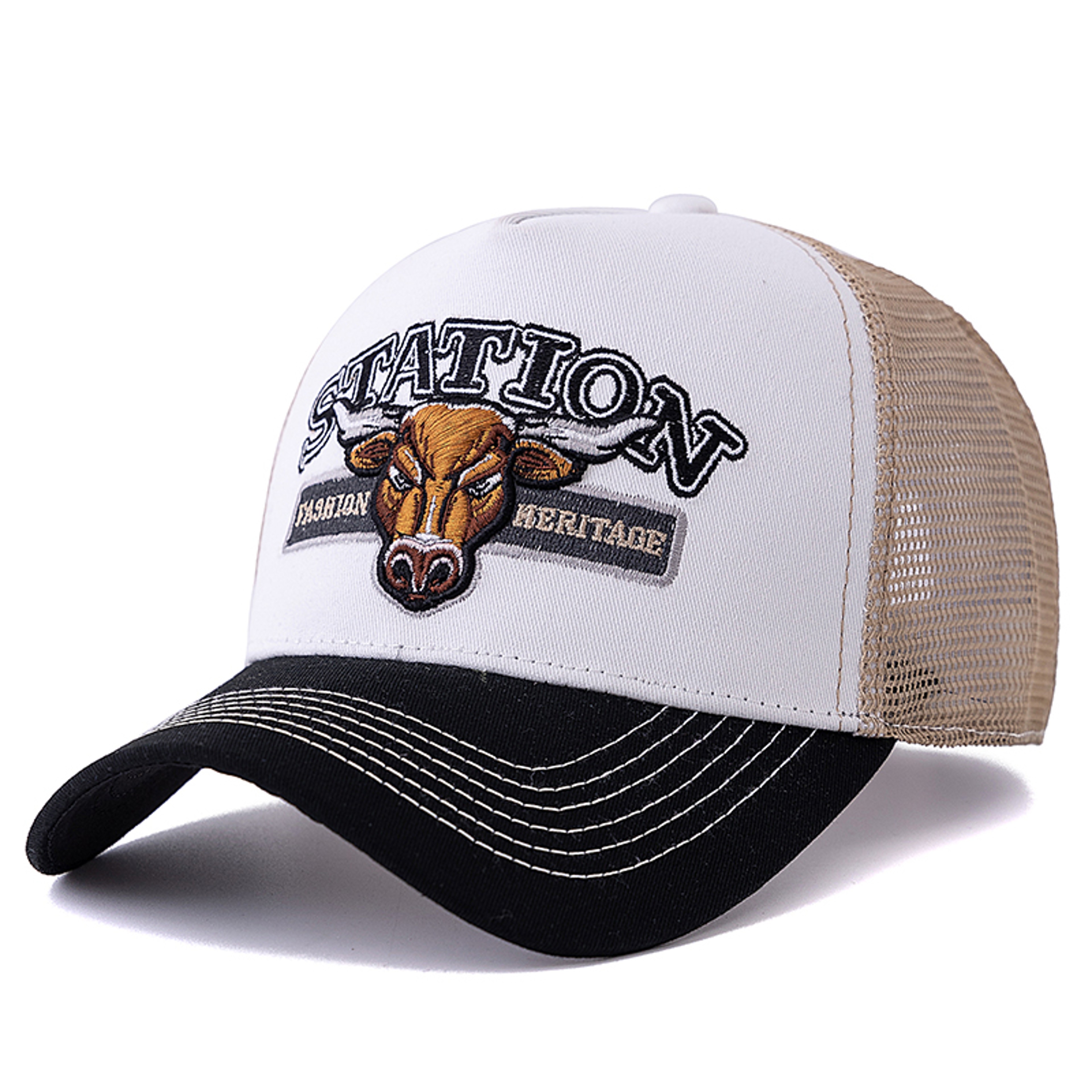 Bull Head Breathable Mesh Trucker Hat Adjustable Unisex Snapback Cap 8