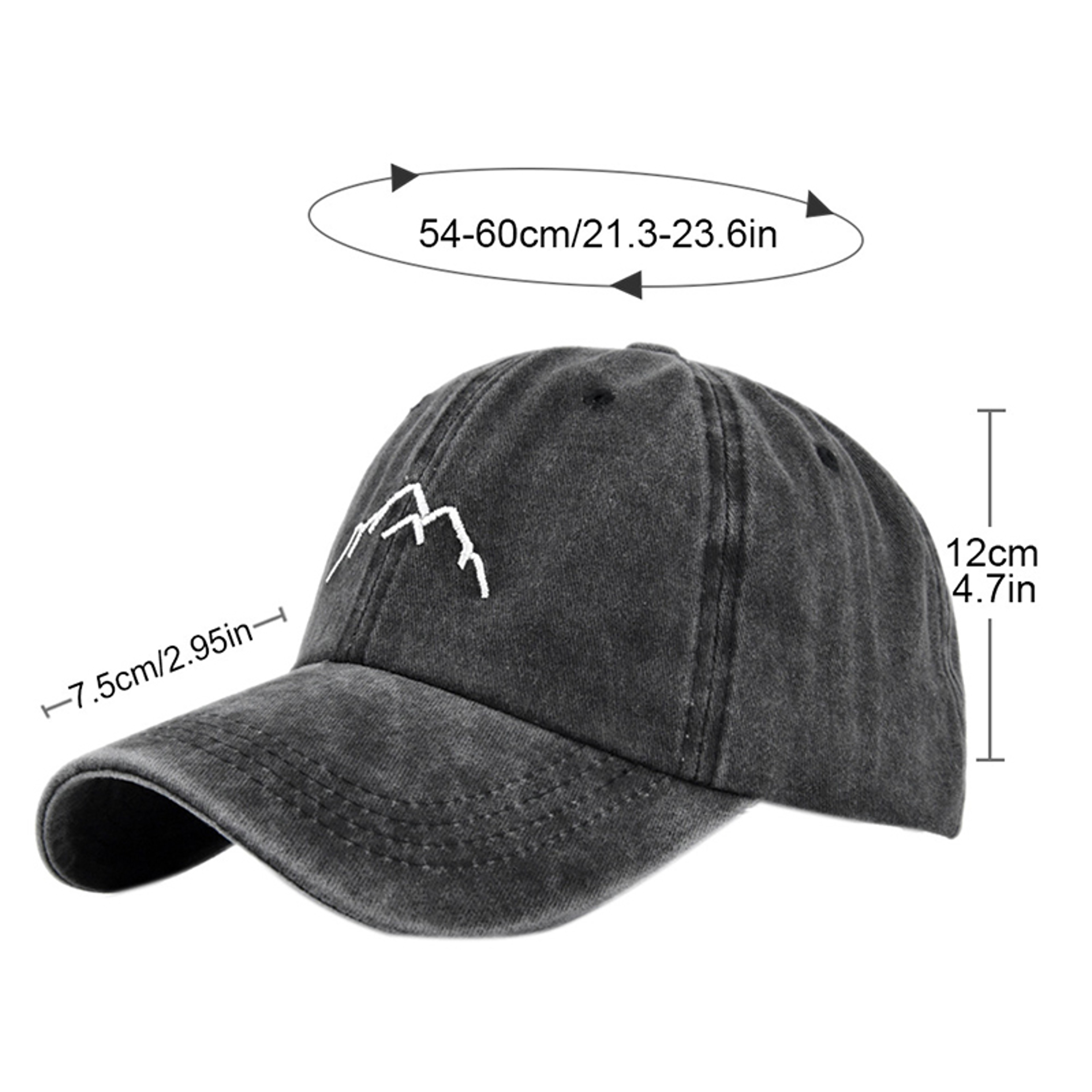 Retro Washed Cotton Baseball Cap with Mountain Embroidery Adjustable Unisex Outdoor Hat – view 6