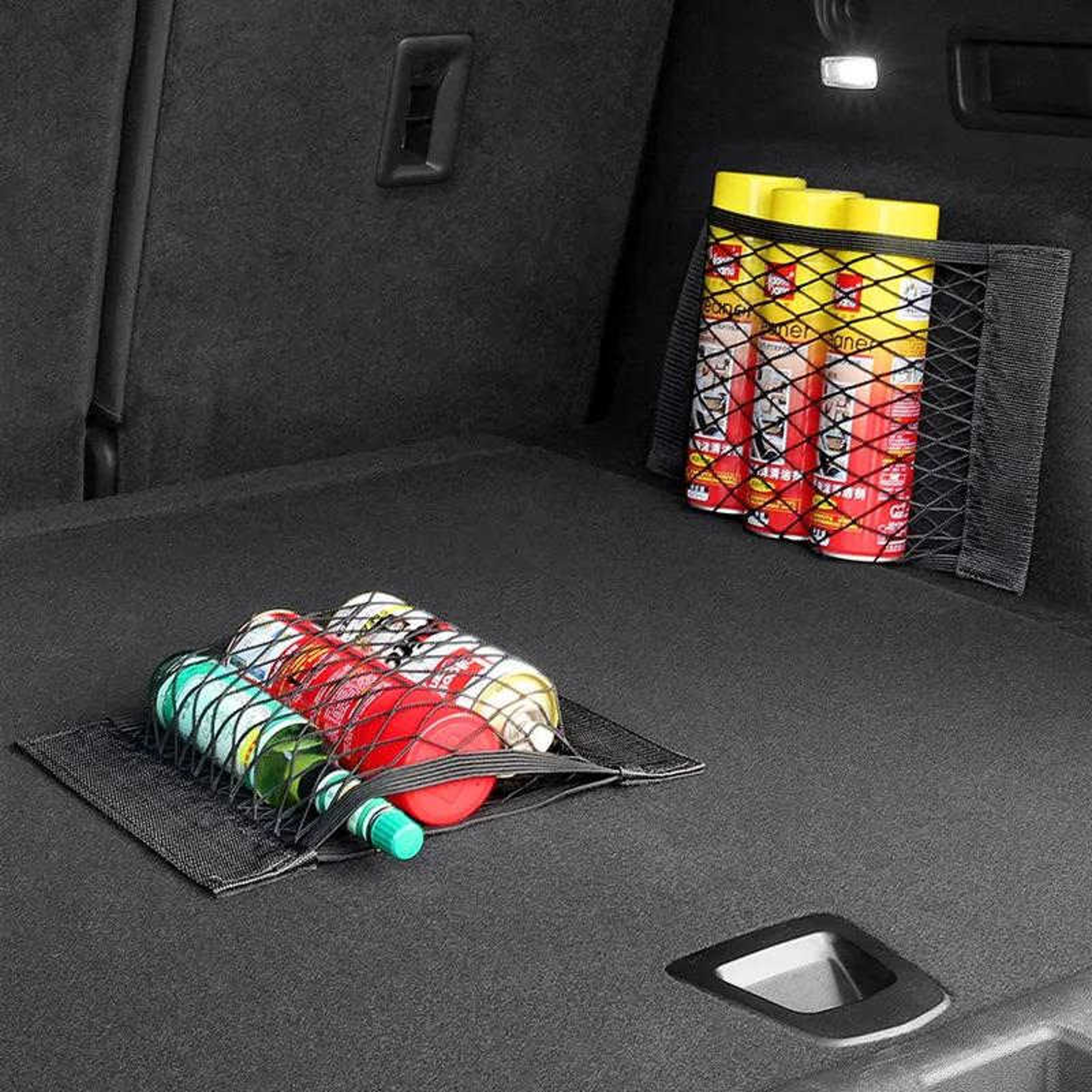 Car Trunk Storage Net Bag Elastic Mesh Cargo Organizer with Adhesive Installation – view 1