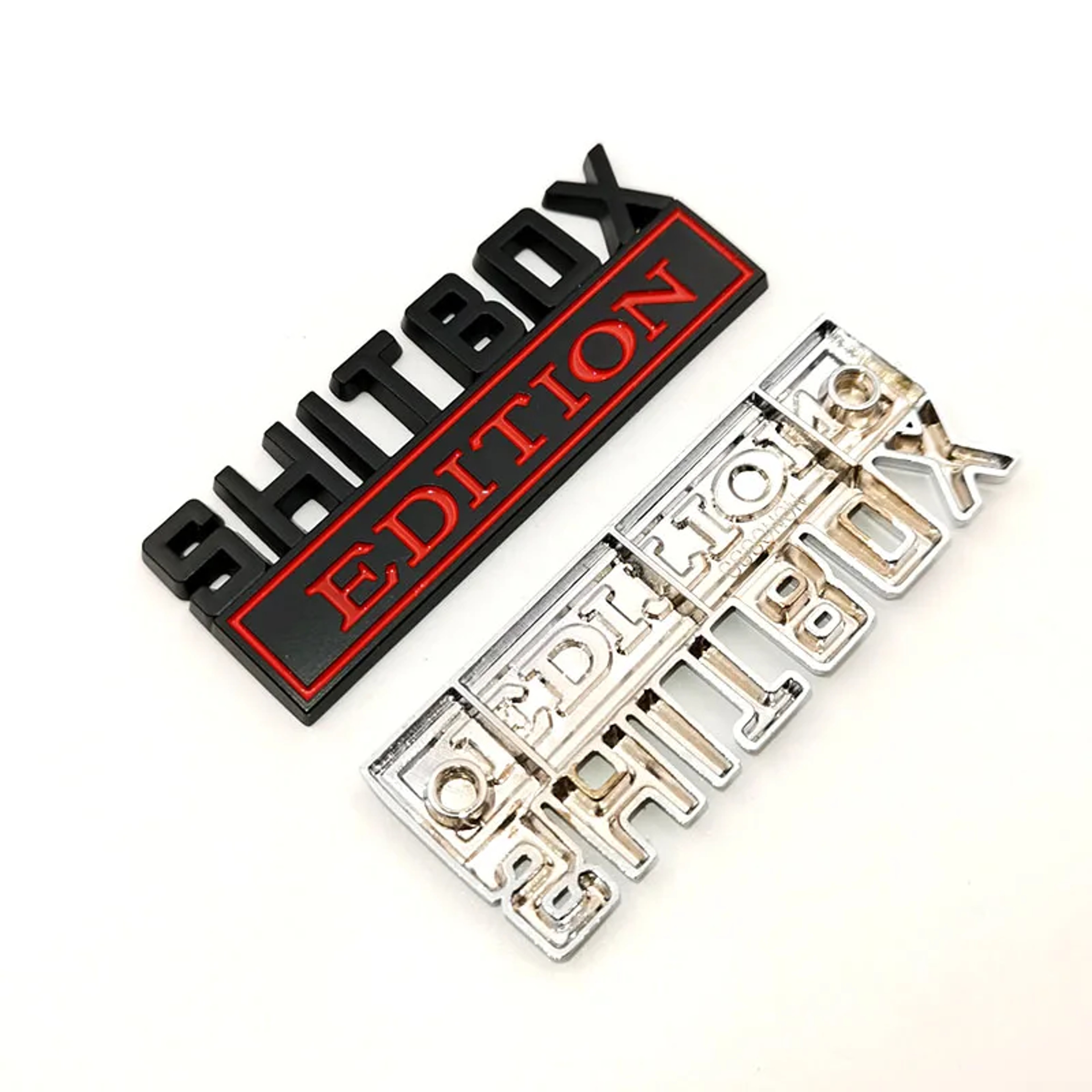 SHITBOX Edition Zinc Alloy Car Emblem Badge with Adhesive Backing – view 4