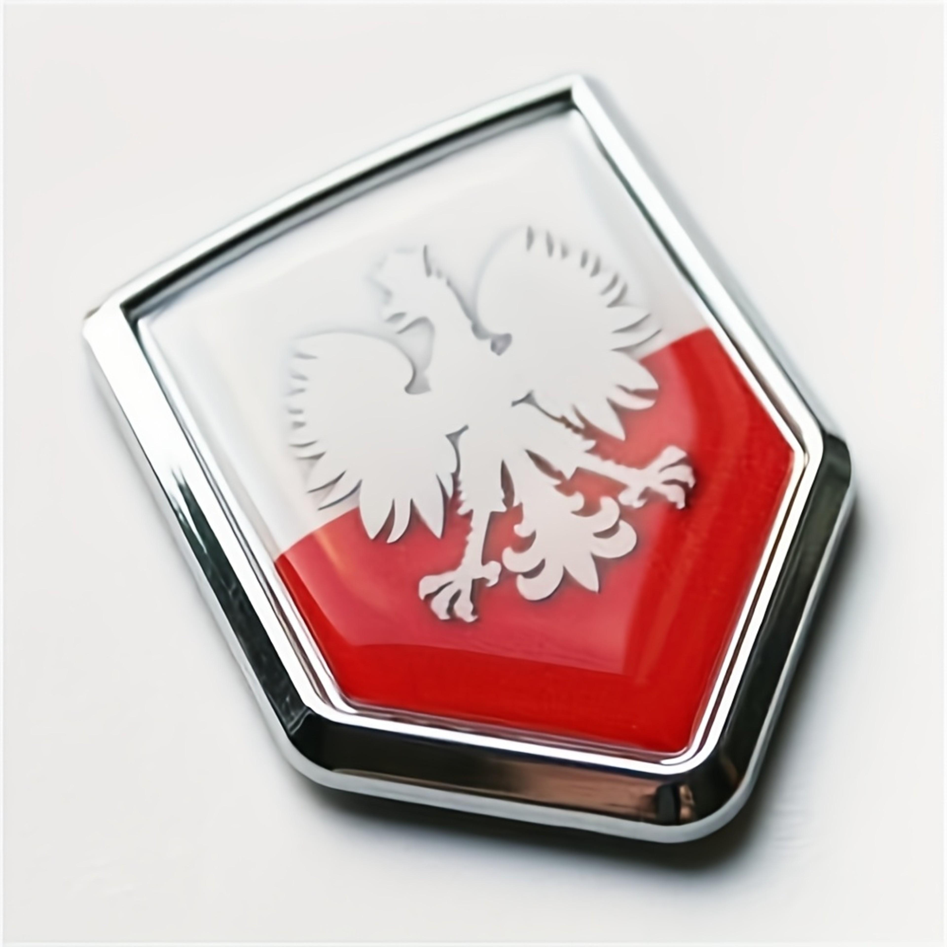 Polish White Eagle Chrome Car Emblem Shield Decal 6