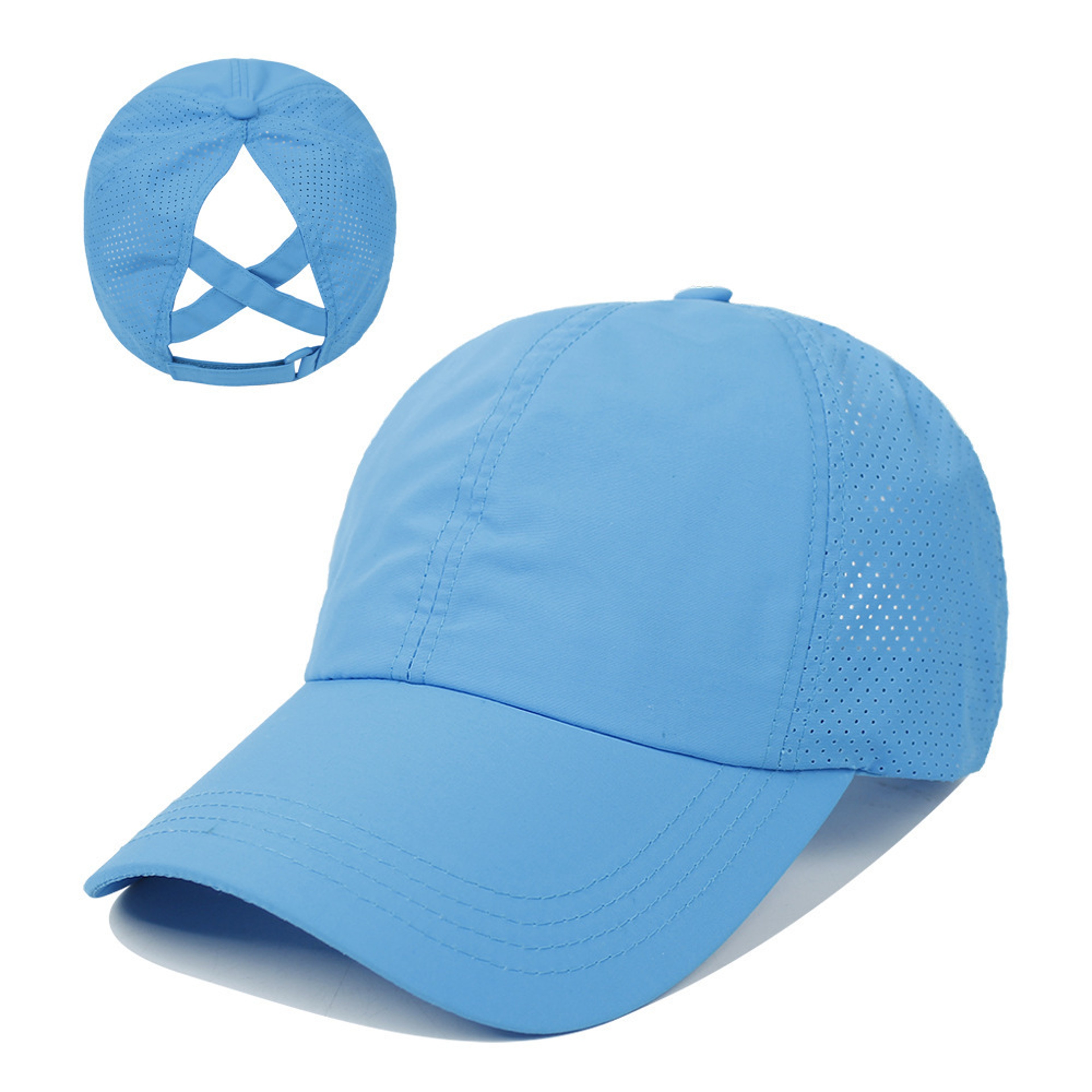 Womens High Ponytail Baseball Cap Quick Dry Breathable Mesh Sports Sun Hat – view 9
