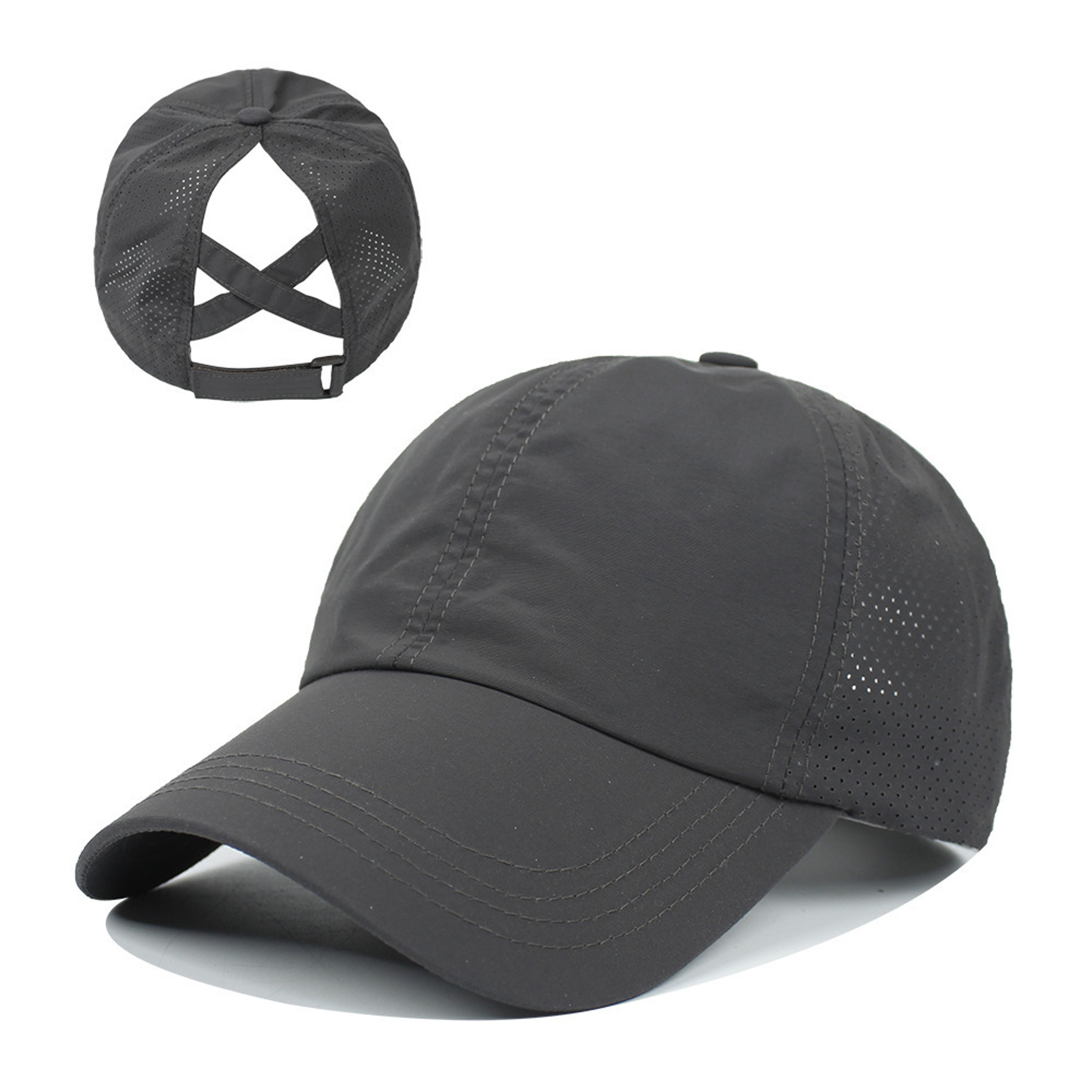 Womens High Ponytail Baseball Cap Quick Dry Breathable Mesh Sports Sun Hat – view 13