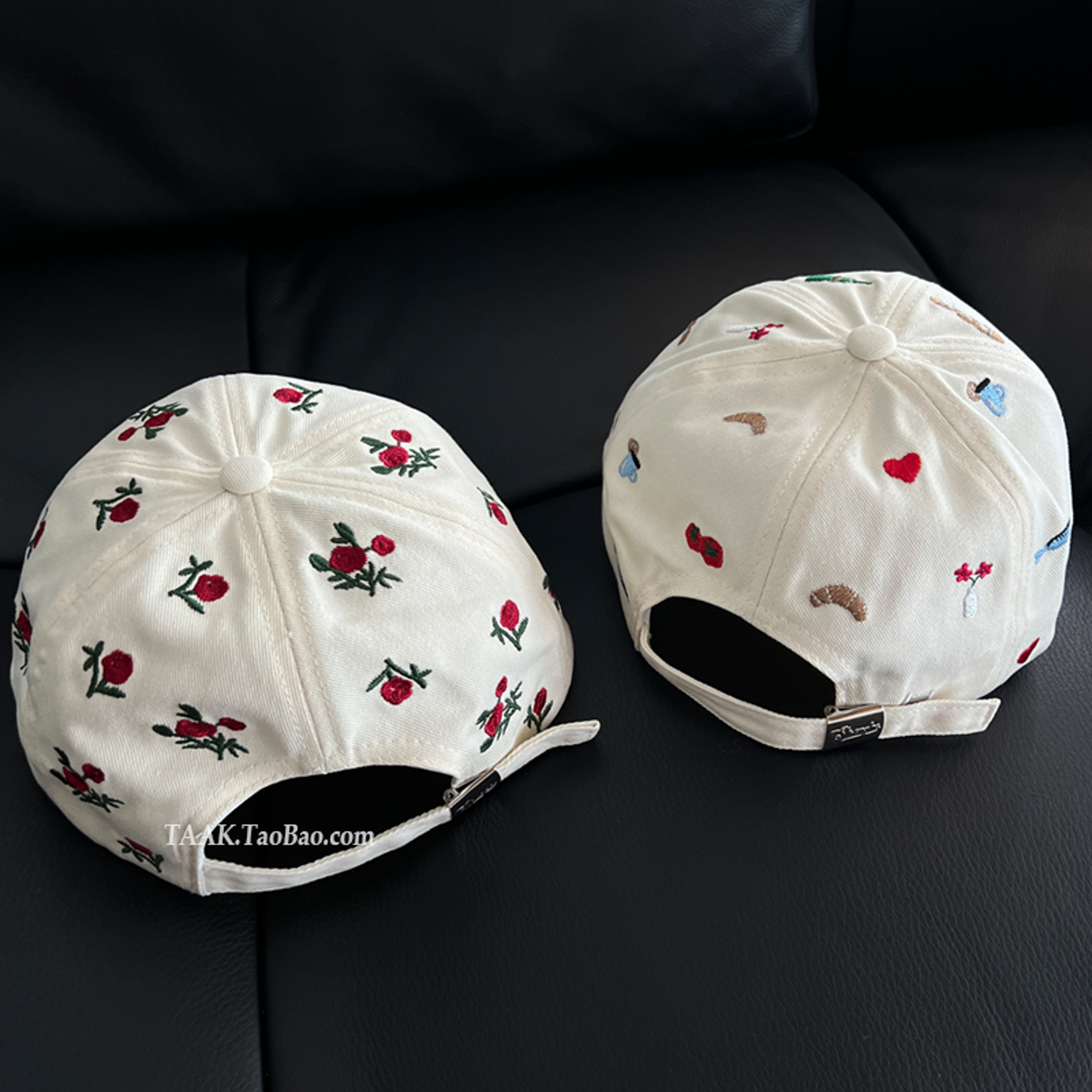 Rose Embroidered Baseball Cap Adjustable Unisex Summer Sun Hat 1