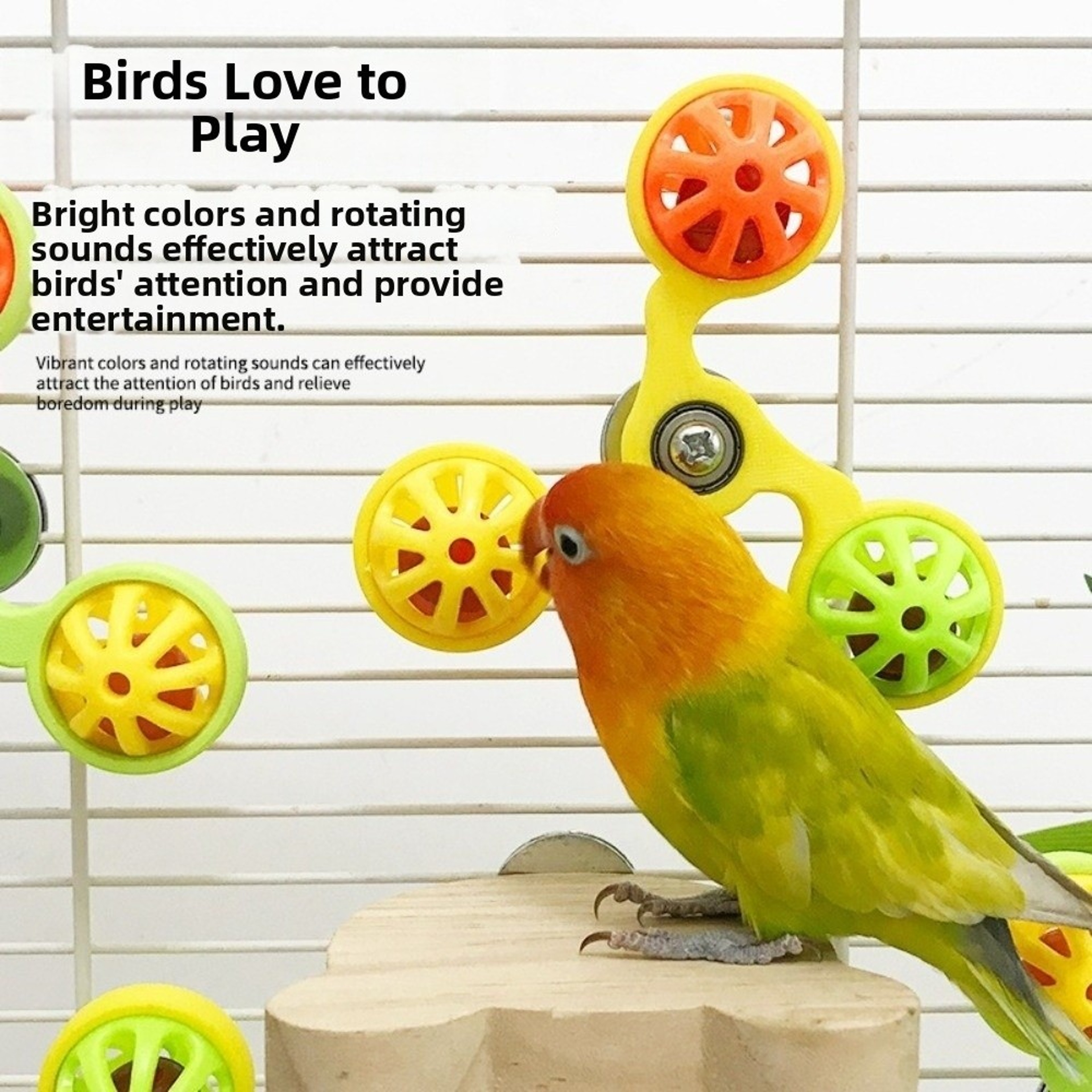Interactive Rotating Parrot Windmill Toy Bird Cage Enrichment Chew Toy – view 6