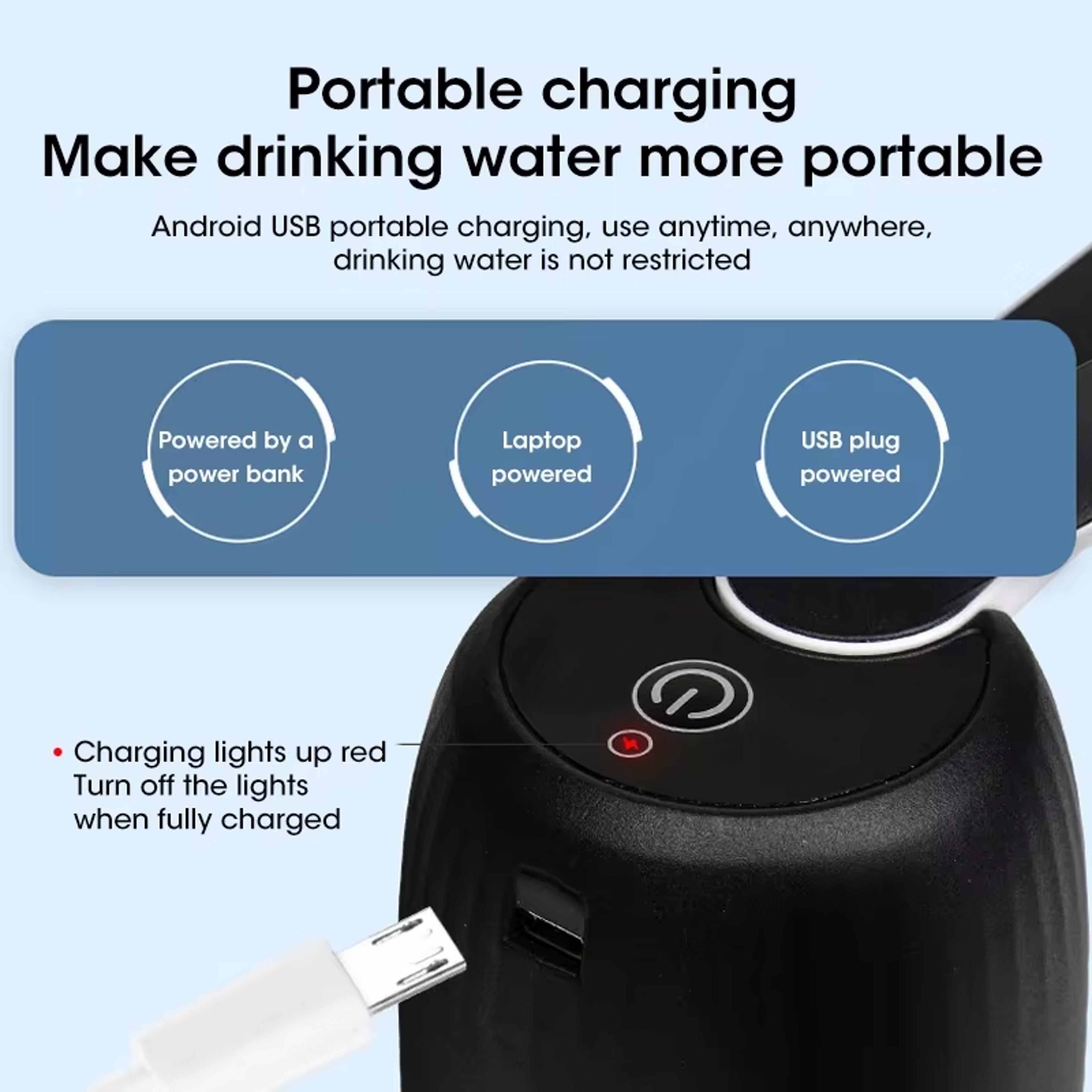 Automatic Portable Water Bottle Pump USB Rechargeable One Touch Drinking Water Dispenser 3