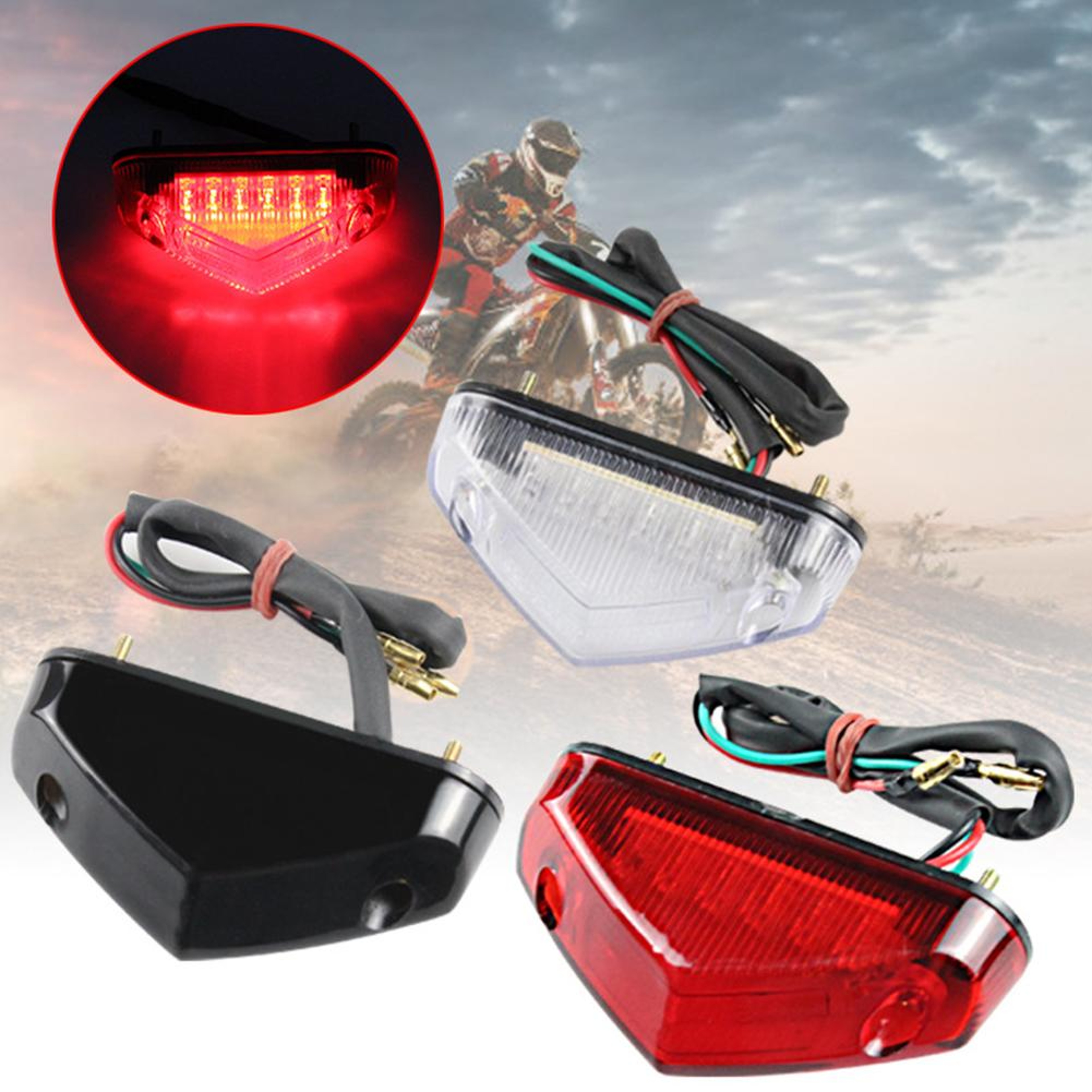 Universal Motorcycle Tail Light Brake Stop Light With License Plate Light 4