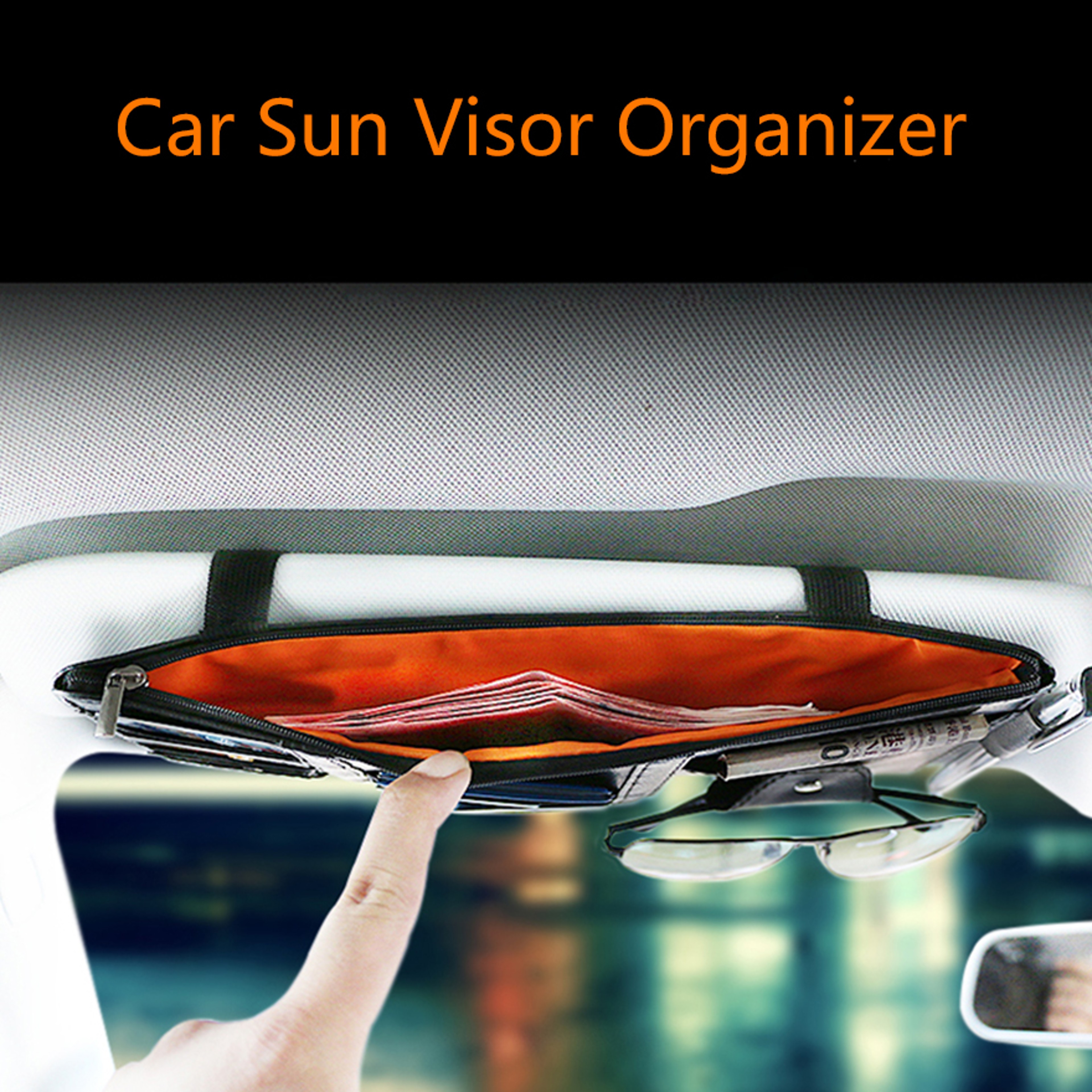 Car Sun Visor Organizer PU Leather Document Holder with Multi Pocket Storage – view 2