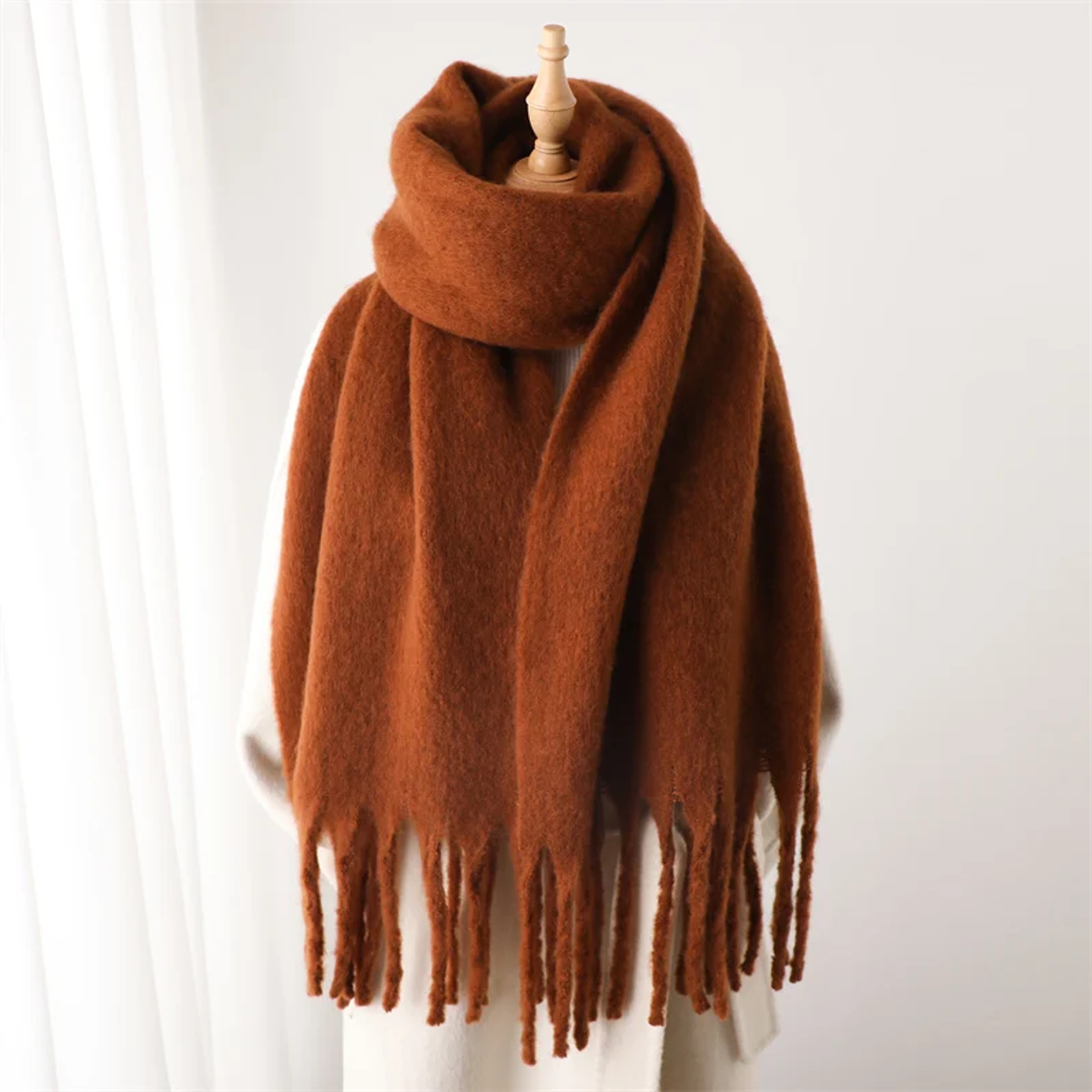 Soft Pashmina Winter Scarf for Women Oversized Warm Tassel Shawl Wrap – view 8