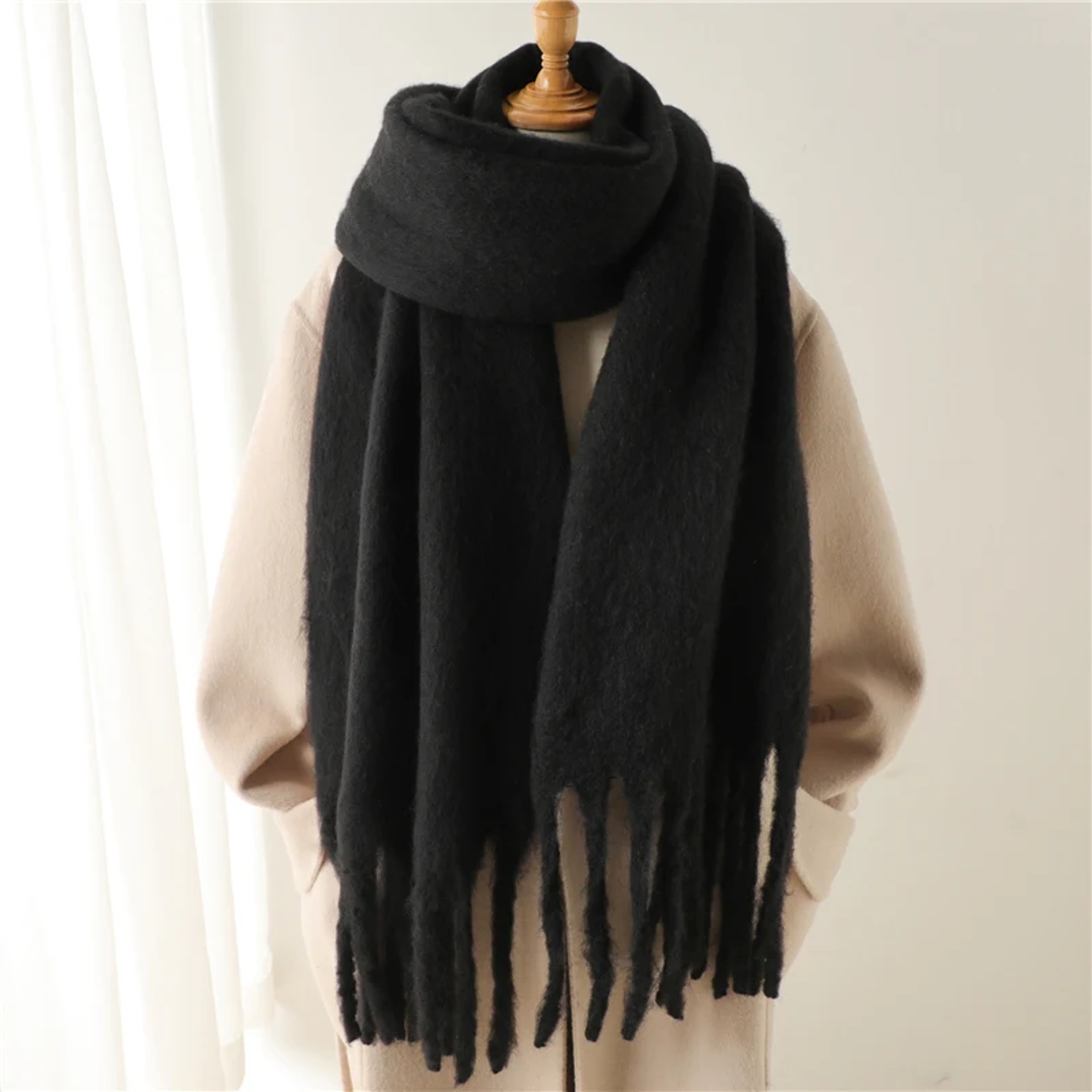 Soft Pashmina Winter Scarf for Women Oversized Warm Tassel Shawl Wrap – view 13