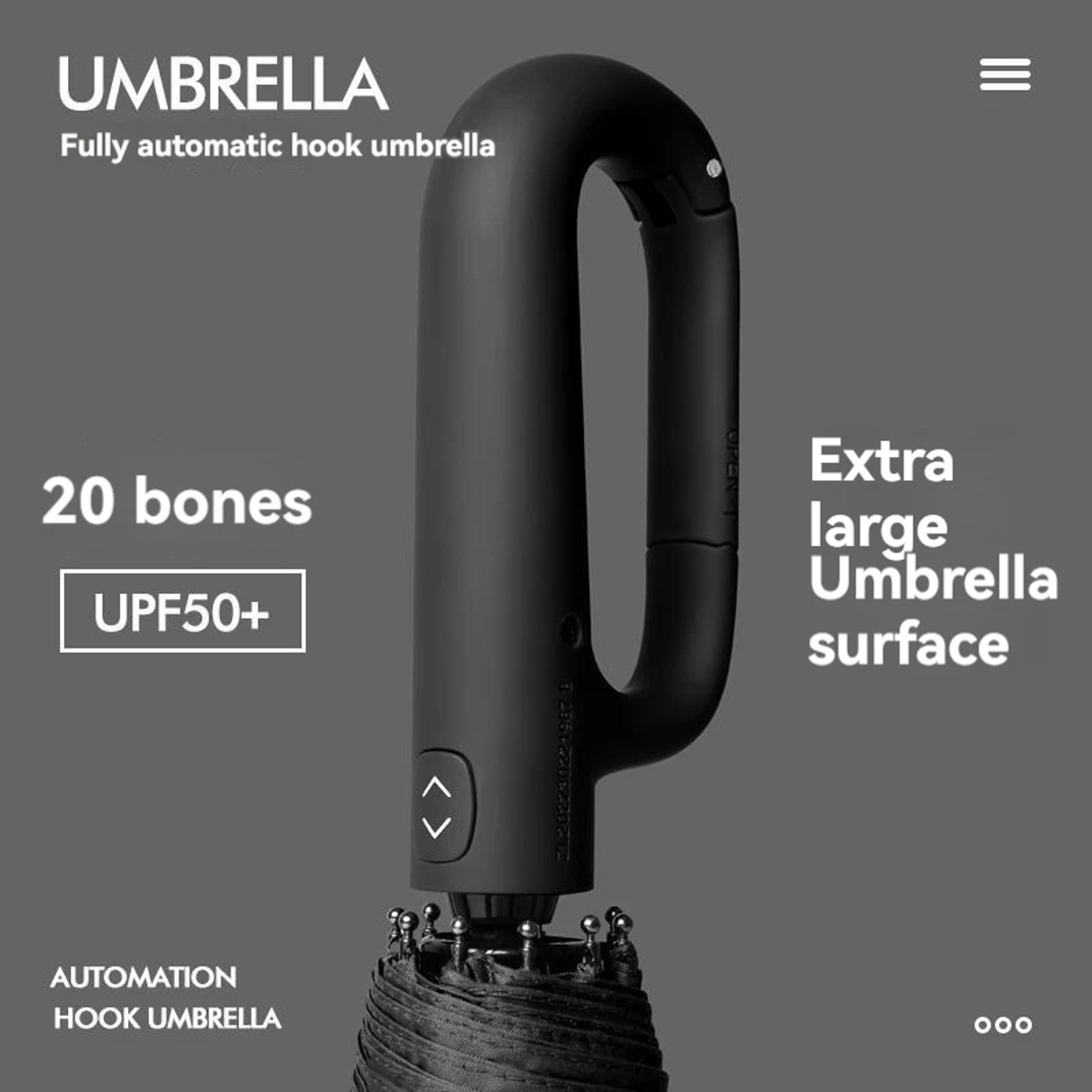 Large Automatic Folding Umbrella With Ring Handle For Rain And Sun Protection 2
