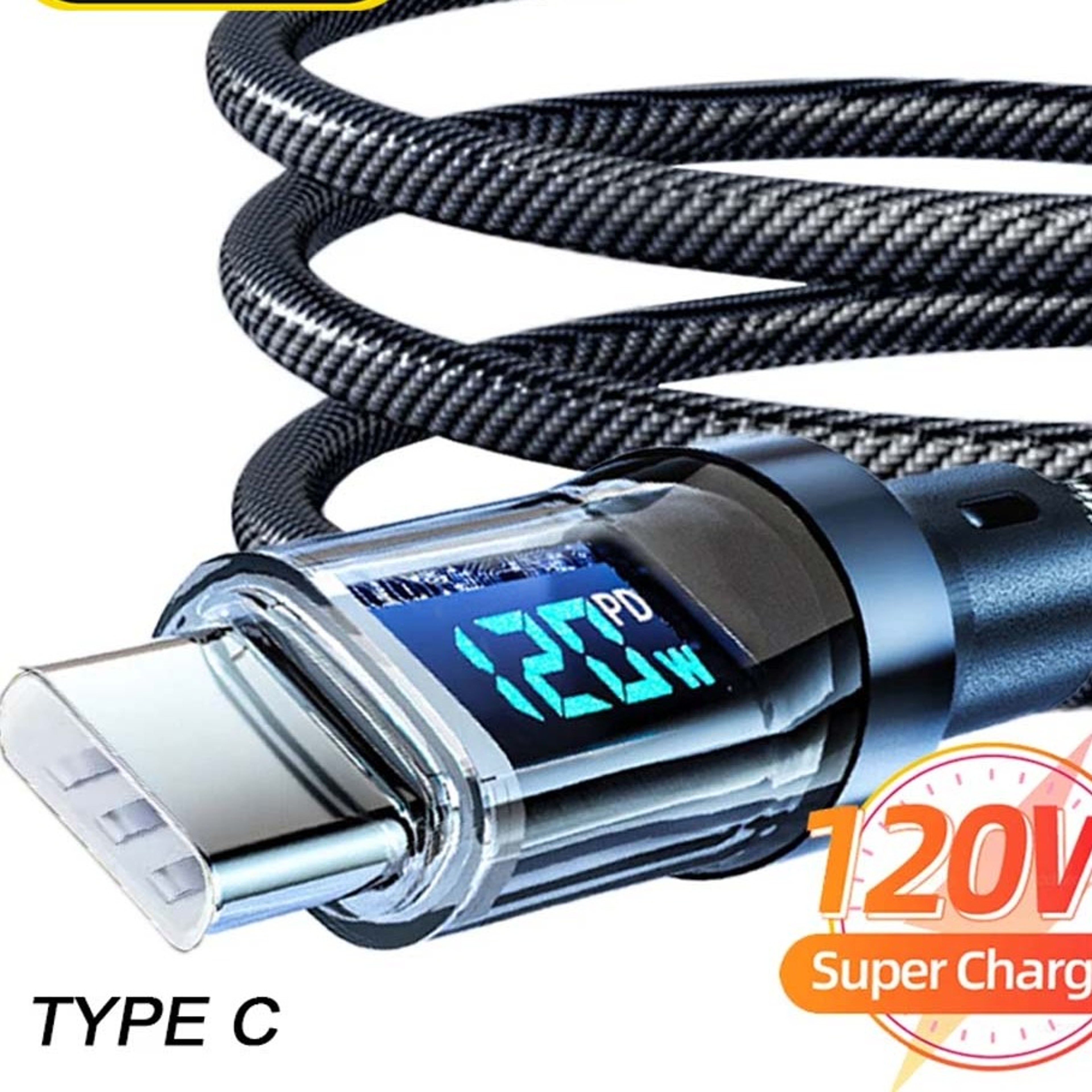 100W USB C Fast Charging Cable with LED Display and 120W USB A to USB C Optionjpg