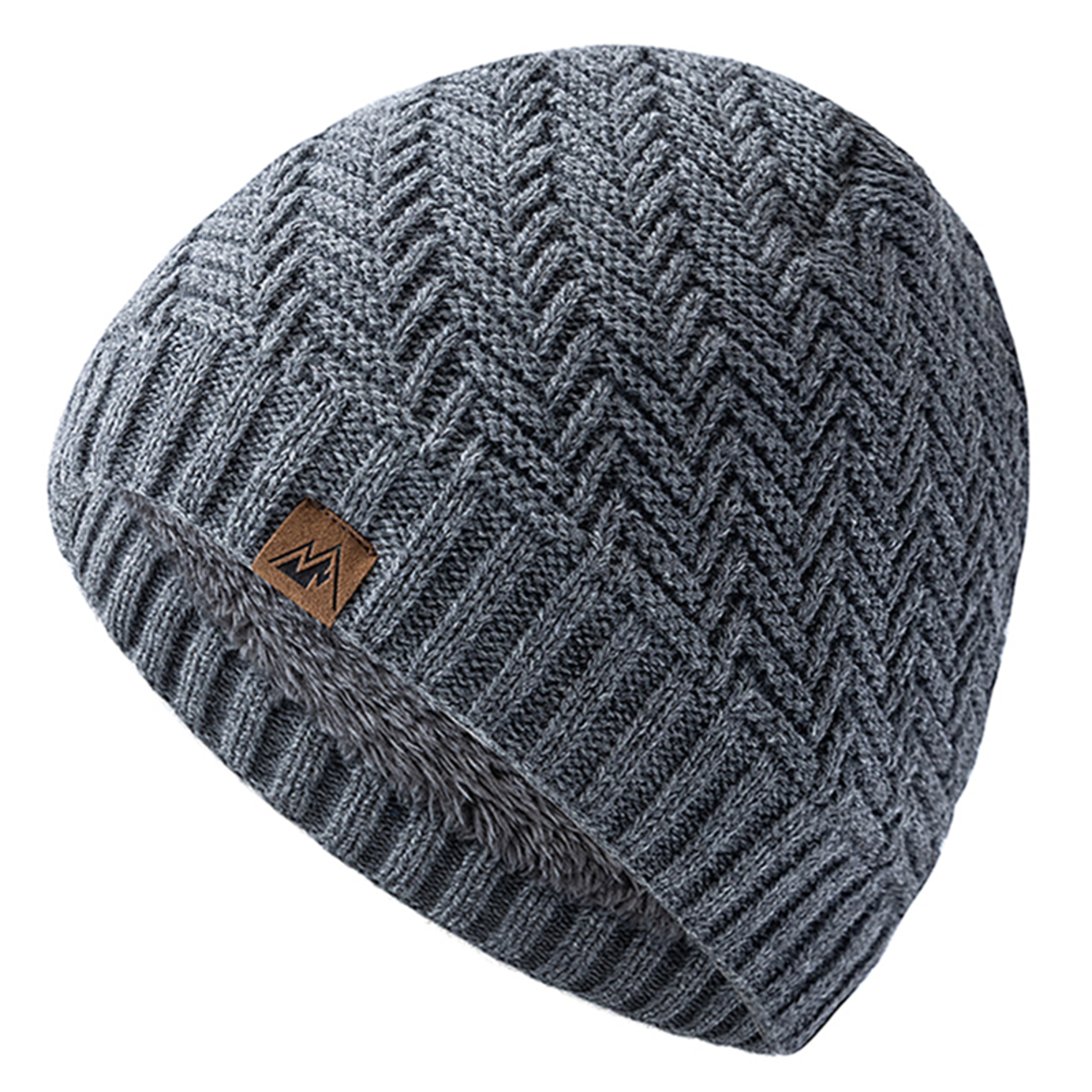 Plush Fur Lined Winter Beanie Unisex Warm Knitted Hat for Outdoor Wear – view 1